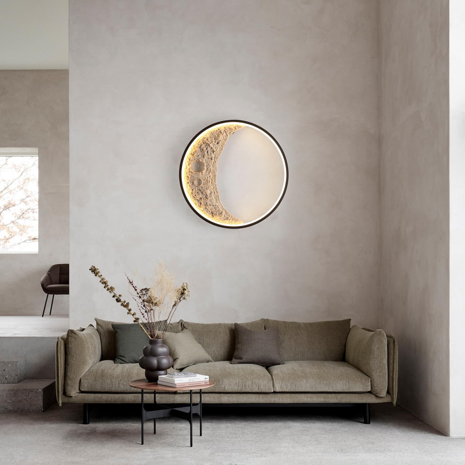 Moon Lampada da Parete, 3D Lampada Luna, Decorativo Applique da Parete Interno, Applique Camera da Letto LED, Luce calda, Adatto per Soggiorno, Camera da Letto, Corridoio, Ingresso,30cm