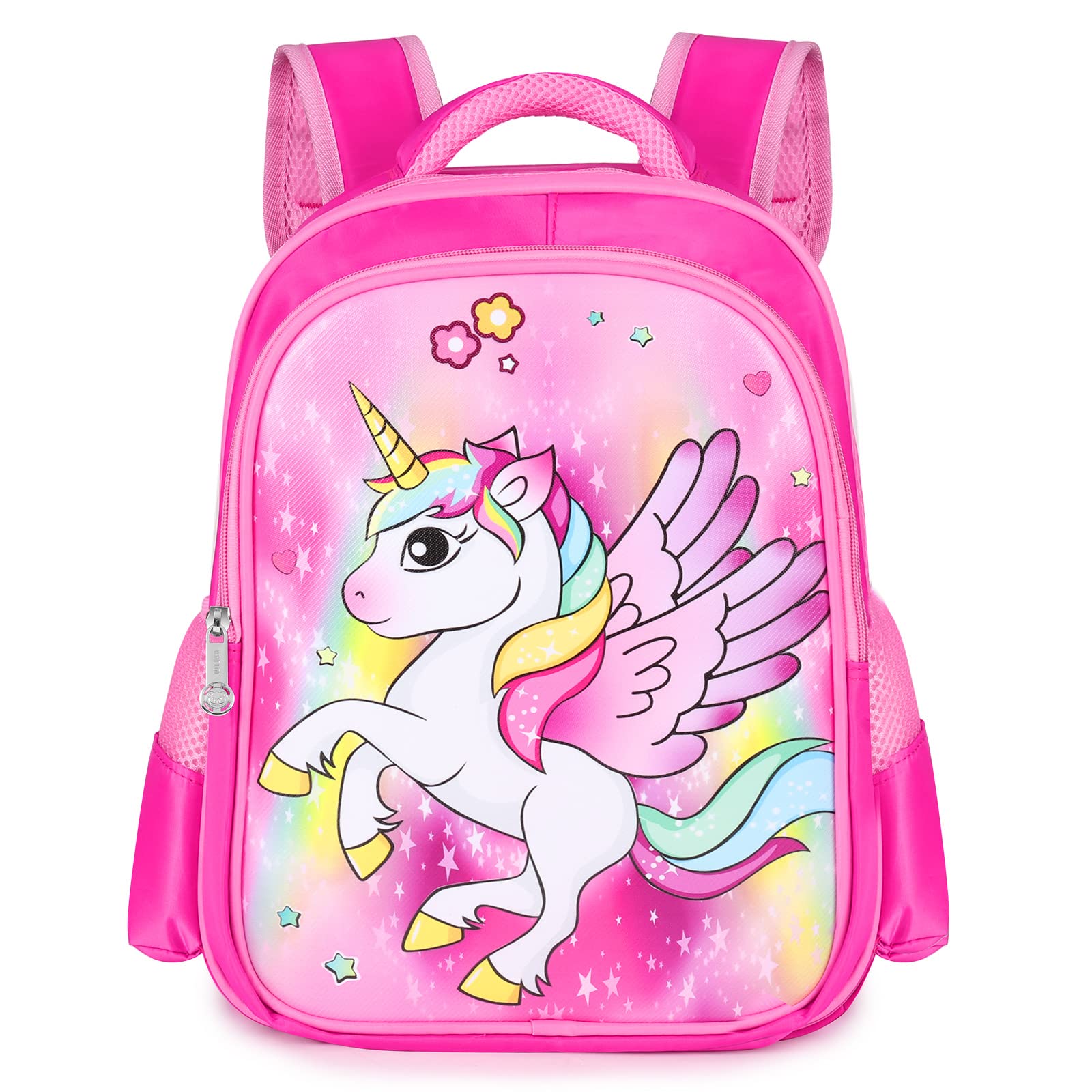 Czemo Mochila Unicornio Escolares, Mochila Infantil 6-9 Años Ajustar con Bolsillos Laterales y Correa en Pecho Rosa,Mochila Gran Capacidad impermeable,Regalos para Niñas Niños