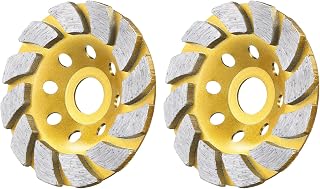 2 muelas abrasivas para hormigón de 4 Pulgadas, con Mandril de 7/8 de Pulgada y 12 segmentos de Diamante para Amoladora Angular de 4,5 Pulgadas, para Eliminar Pintura epoxi, Color Amarillo (4 Pulgada