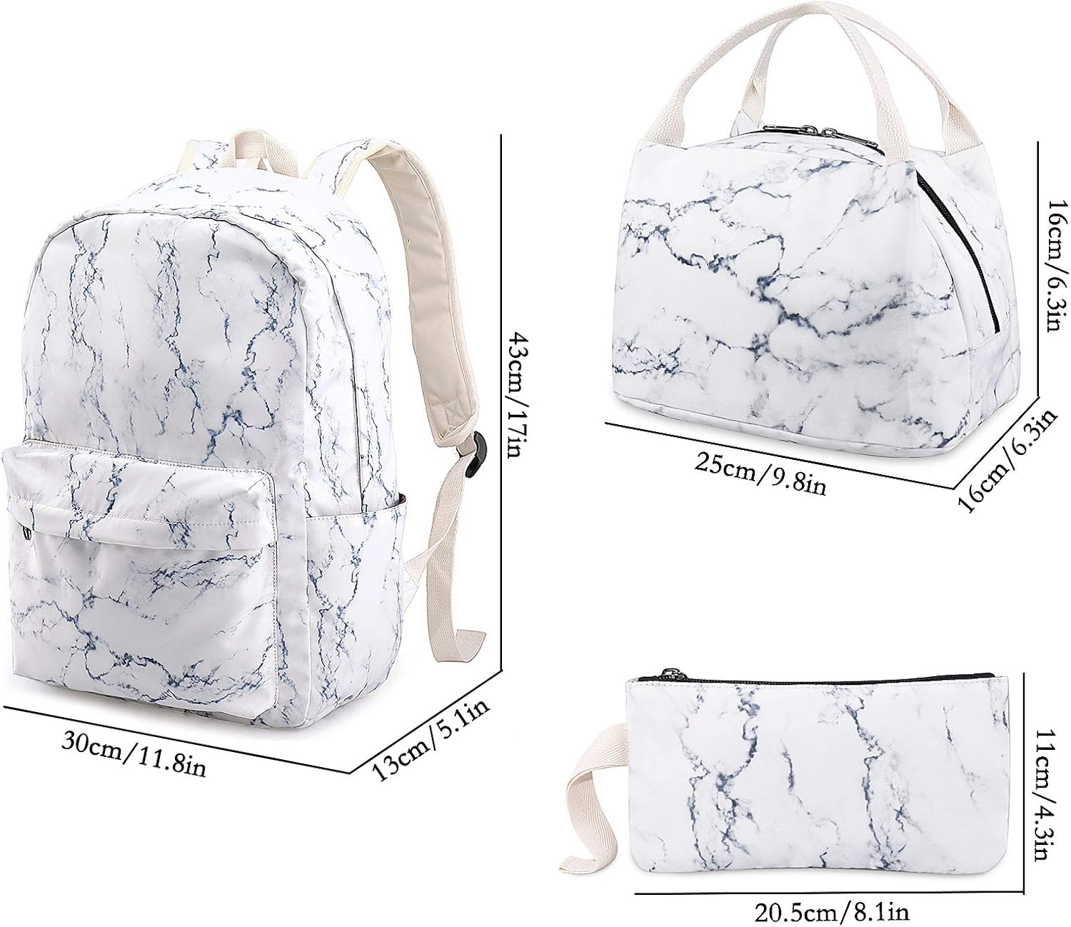 School Backpack for Teen Girls, Bookbag with Lunch Box and Pencil Case - Image 6