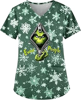 XYYYHTL Christmas Scrubs for Women Medical Uniform Nurse Hos