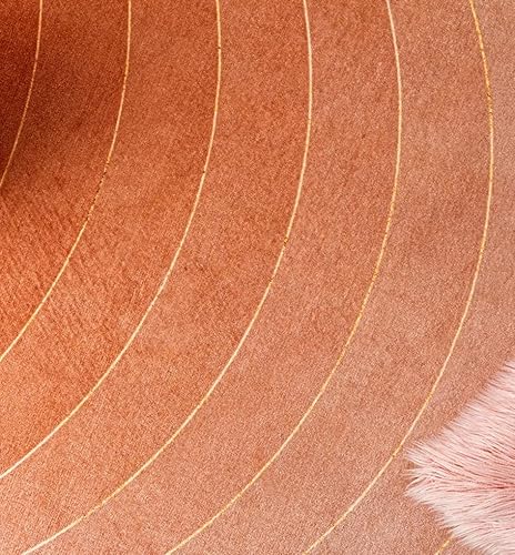 Miniatura 4 de Alfombras redondas de color naranja dorado degradado para sala de estar, dormitorio, patrón a rayas, círculos abstractos modernos para el hogar,