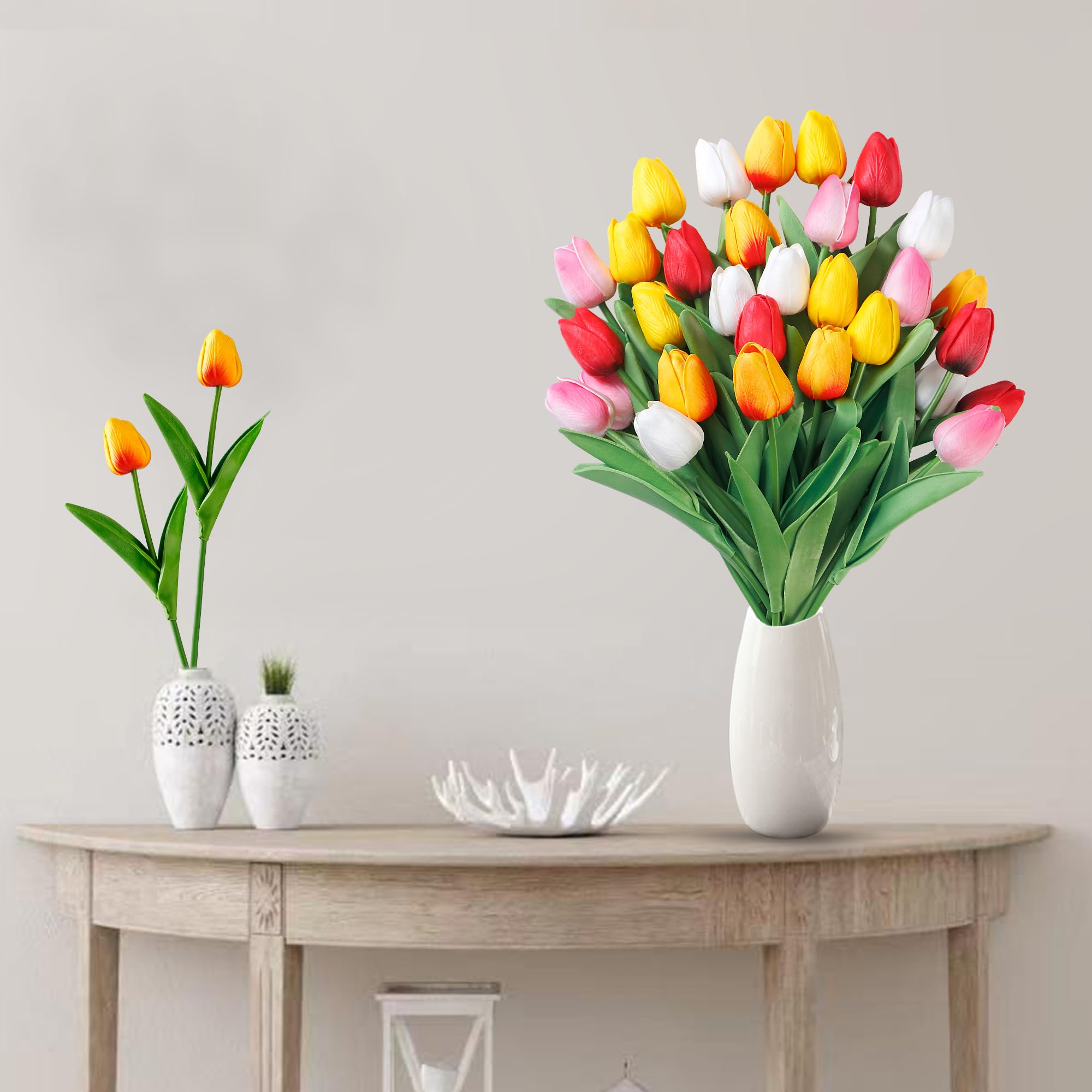 XIANNVXI 15-Pack Artificial Tulips - Real Touch PU Flowers, 14 Inch Stems, Multicolor For Spring/Easter Decor - View #11