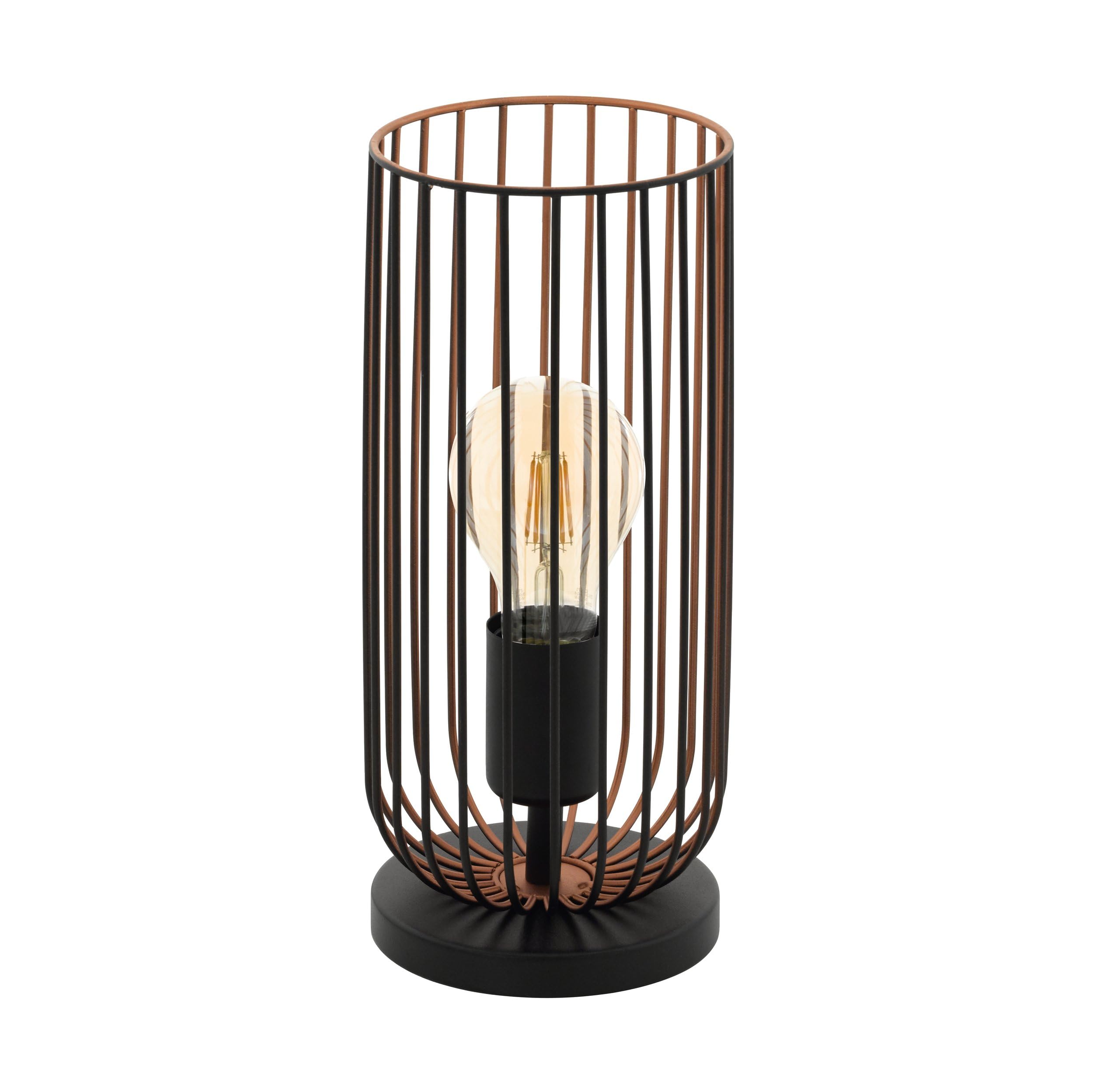 Eglo Black, Copper Roccamena Vintage Table Lamp, Black And Copper-Coloured Steel Bedside Light, Living Room Lighting, E27 Socket