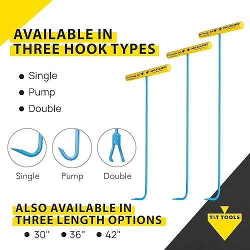 Miniatura 4 de T&T Tools Práctica herramienta de elevación de gancho, extremo de gancho único de 42 pulgadas fabricado con acero de 38 pulgadas, ganchos de
