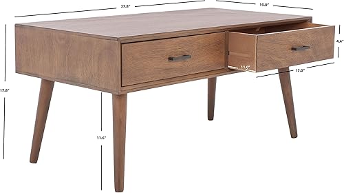 Miniatura 2 de Safavieh Home Collection Mozart Mid-Century - Mesa auxiliar rectangular con 2 cajones, color marrón, 0