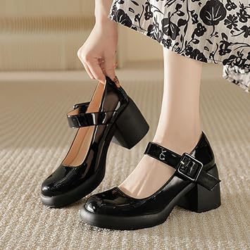 Women'S Mary Janes,Chunky Platform Mary Janes Shoes,Platform High Heels,Casual Platforms Shoes,Buckle Strap,Breathable,For School,Women Dressy And Work,Outdoor Occasions