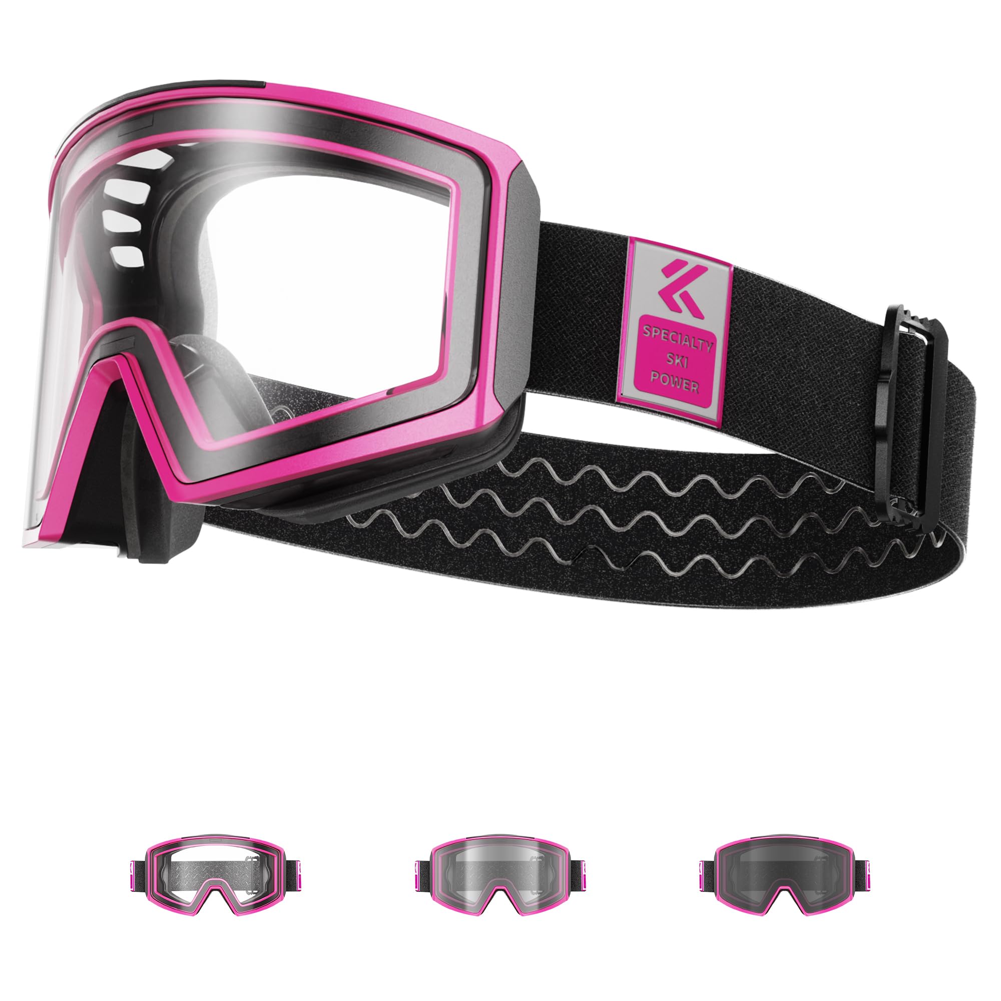 KAPVOE Photochromic ski goggles Magnetic lens, Anti-fog, UV400 protection, Suitable for men, women and teenagers Compatible with helmets Ideal for skiing snowboarding skating 02