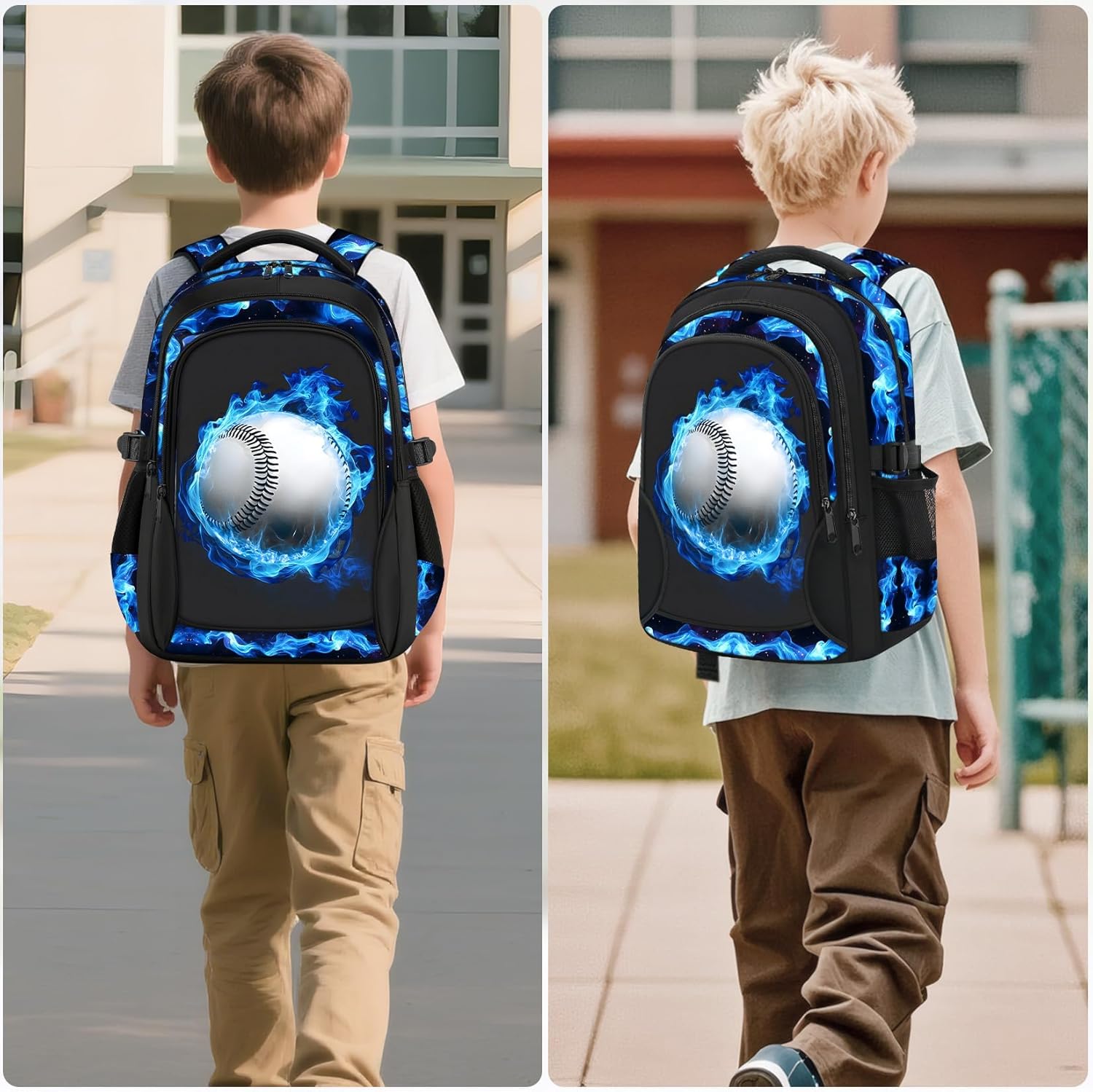 Kids Backpack for Boys - Baseball Boys Backpacks for Kids Teens Elementary Middle School, 17″ Large Capacity Students Bookbag, Perfect for Travel and School - Image 7