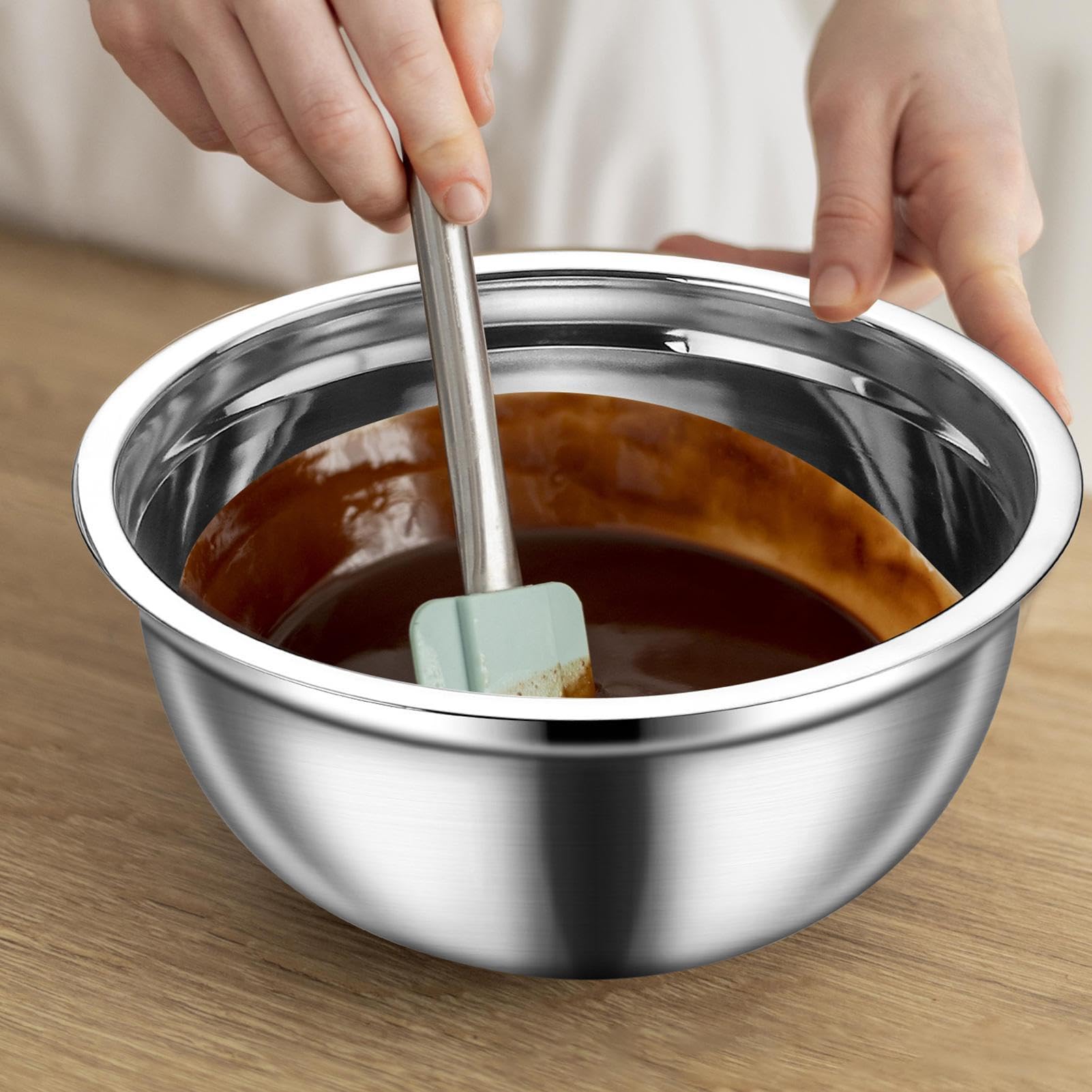 Ciotole in Acciaio Coperchi Rotondi Antiscivolo Ermetici Lavastoviglie | Ciotole per Preparazione Cibi in Cucina Per Salse, Snack, Uova, Condimenti, Verdure, , Frutta
