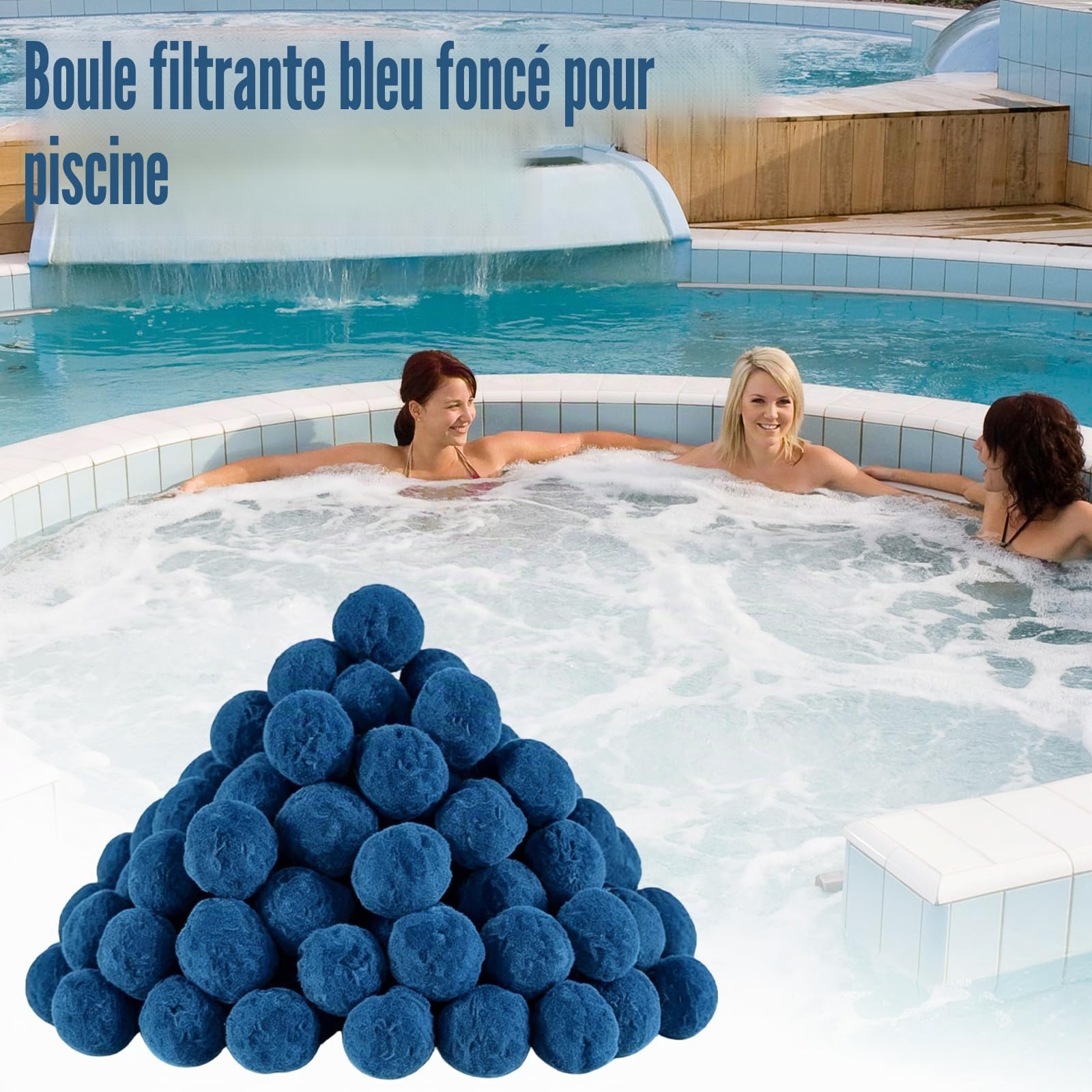 Balles Filtrantes pour Piscine 1800 G, Boules Filtrantes, Balle Filtrante Piscine, Remplace 65kg Sable De Filtration, Réutilisables Balles Filtrantes pour Systèmes Filtration Piscine