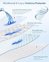 Vista 4 de Kmall Protector de colchón refrescante tamaño Queen, 100% impermeable y transpirable, funda de colchón de tela de aire 3D fresca, ultra suave