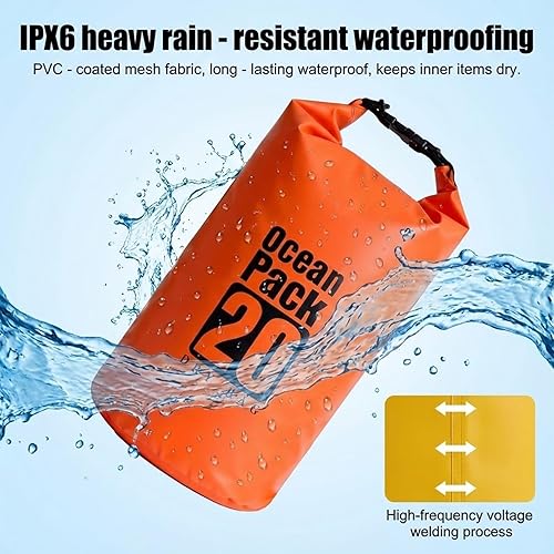 Miniatura 7 de Bolsa seca flotante impermeable de 5L/10L/15L/20L para mujer, mochila seca ligera y duradera para kayak, natación, campamento, senderismo, suave