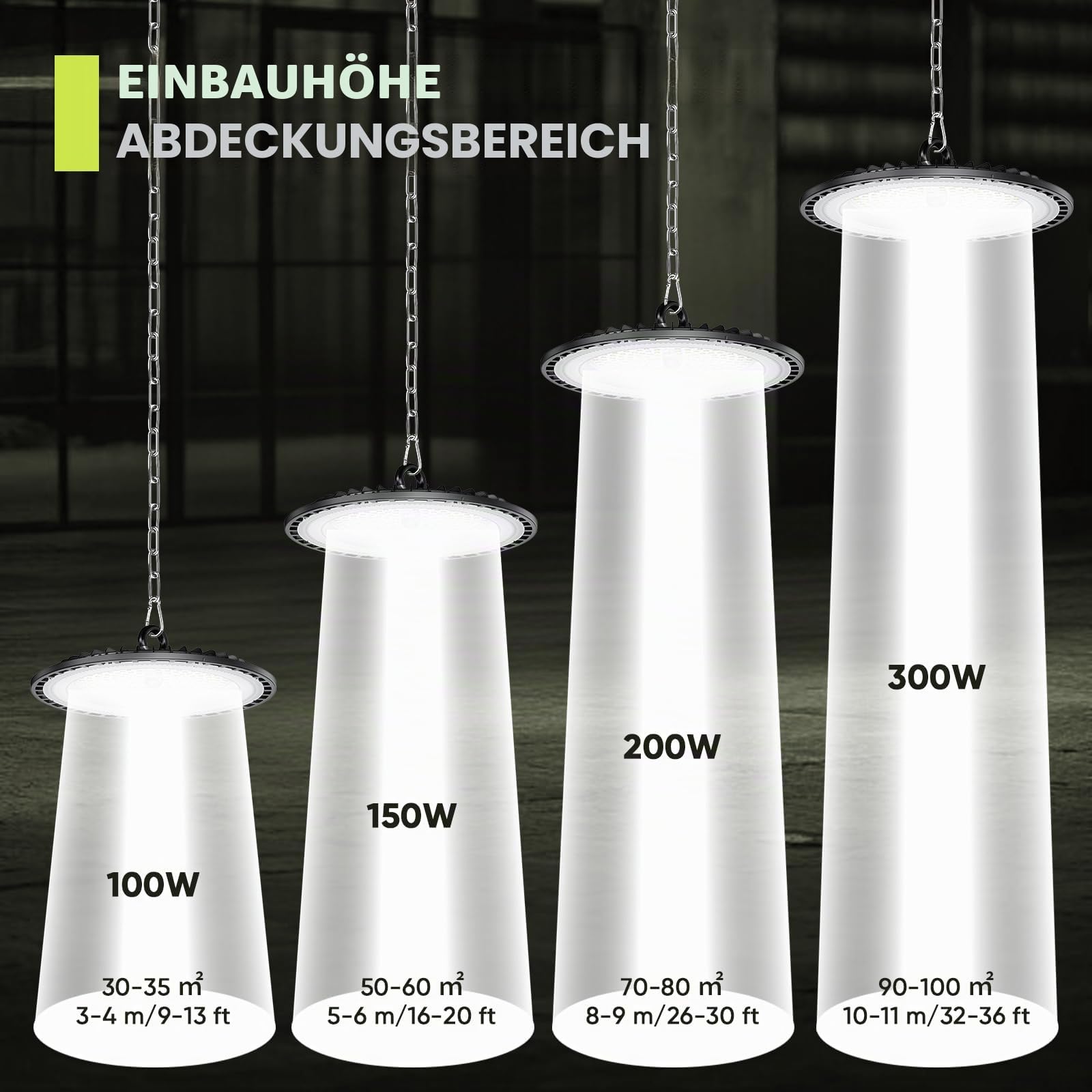 6 Pack 100W UFO LED Werkstatt Deckenleuchte, Werkstattlampe LED 15000LM, 6000K Kaltweiß Garagenlampe Led, IP65 Wasserdichte Lampe Werkstatt für Fabriken, Lagerhaus, Garage, Beleuchtung