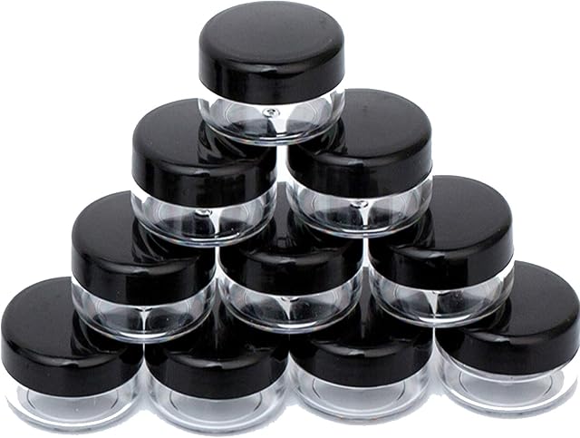 ZEJIA 10 Gram Cosmetic Containers 10pcs Sample Jars with Lids Plastic Makeup Sample Containers BPA Free Pot Jars(Black)