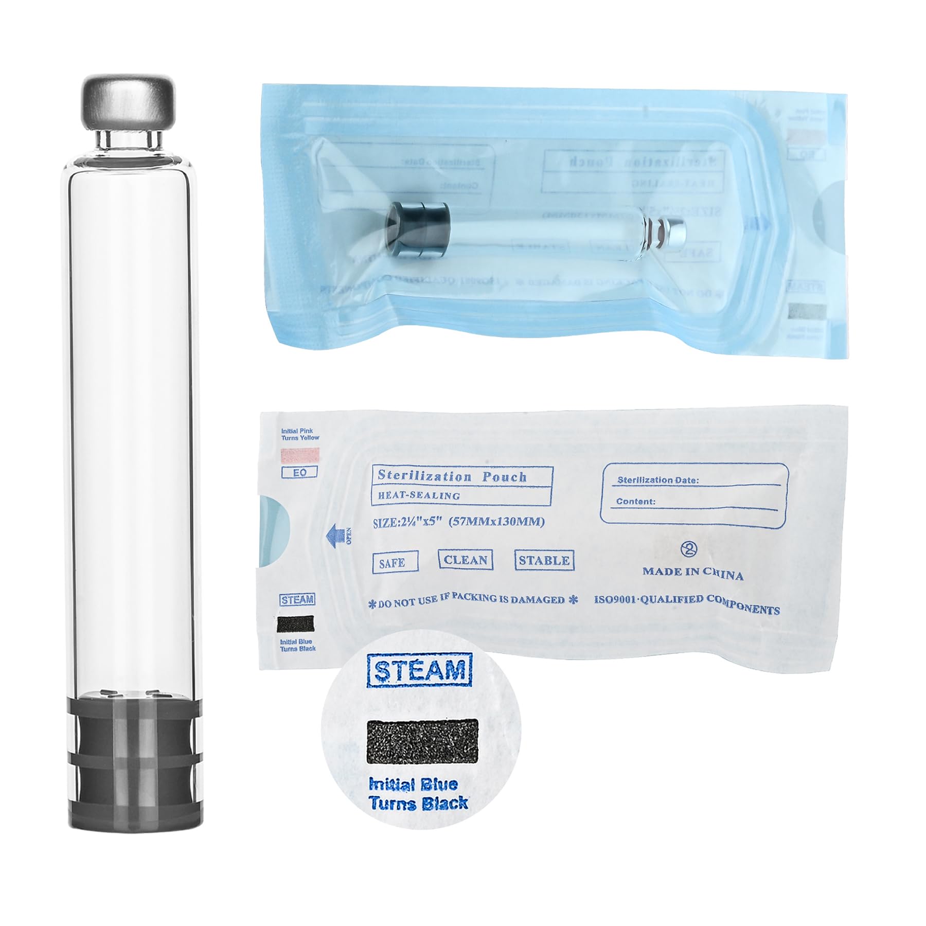 Photo 1 of 10 Pack 3ml Pen Cartridge with 11mm Long Stopper, 3cc Empty Cartridges for Peptide, V1-V2 Pens, Steam Sterilized & Individually Wrapped