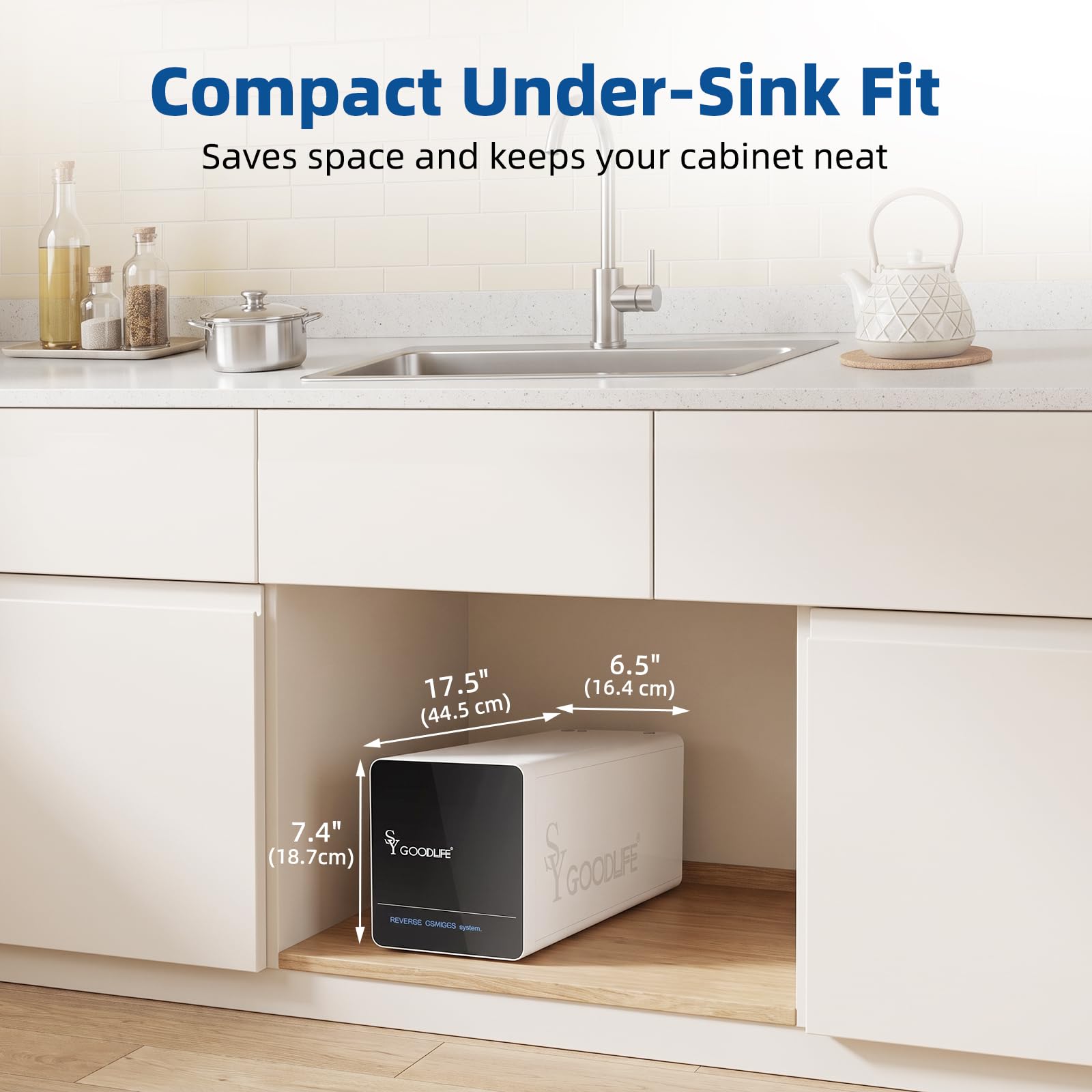 SY GOODLIFE DF-56 Sistema de ósmosis inversa, sin tanque, no requiere electricidad, filtro de agua de ósmosis inversa, sistema RO debajo del fregadero, 2:1 puro a drenaje, 0 consumo de energía