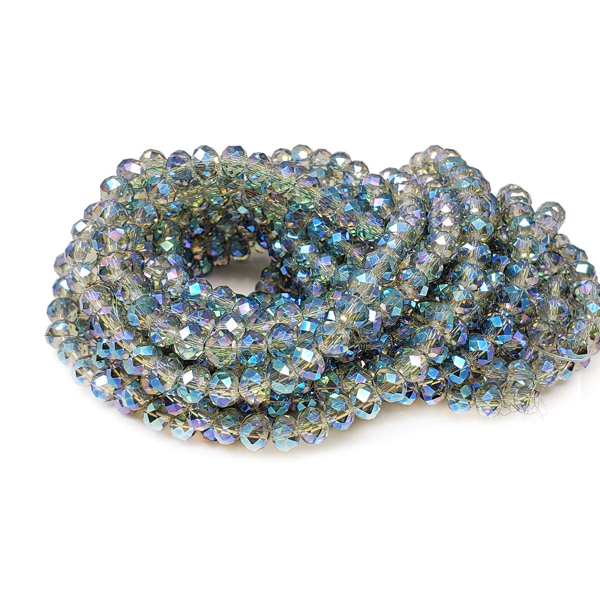 6mm Clear Green Rondelle Glass Beads for Jewelry Making AB Colour 720pcs Faceted Briolette Shape Crytal Spacer Beads Assortments Supplies Accessories for Bracelet Necklace for Wholesale