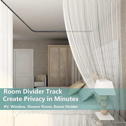 Miniatura 7 de Riel de cortina de techo, riel de cortina flexible y flexible flexible de 20 pies, riel de cortina negro para montaje en pared