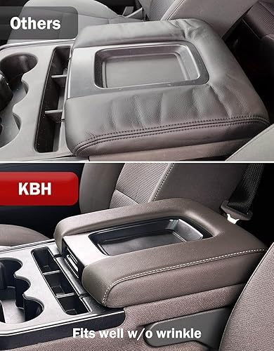 Miniatura 7 de KBH Funda de repuesto para reposabrazos de consola central automática para Chevy Chevrolet Silverado y GMC Sierra 1500 2500 3500 2014-2018, borde de