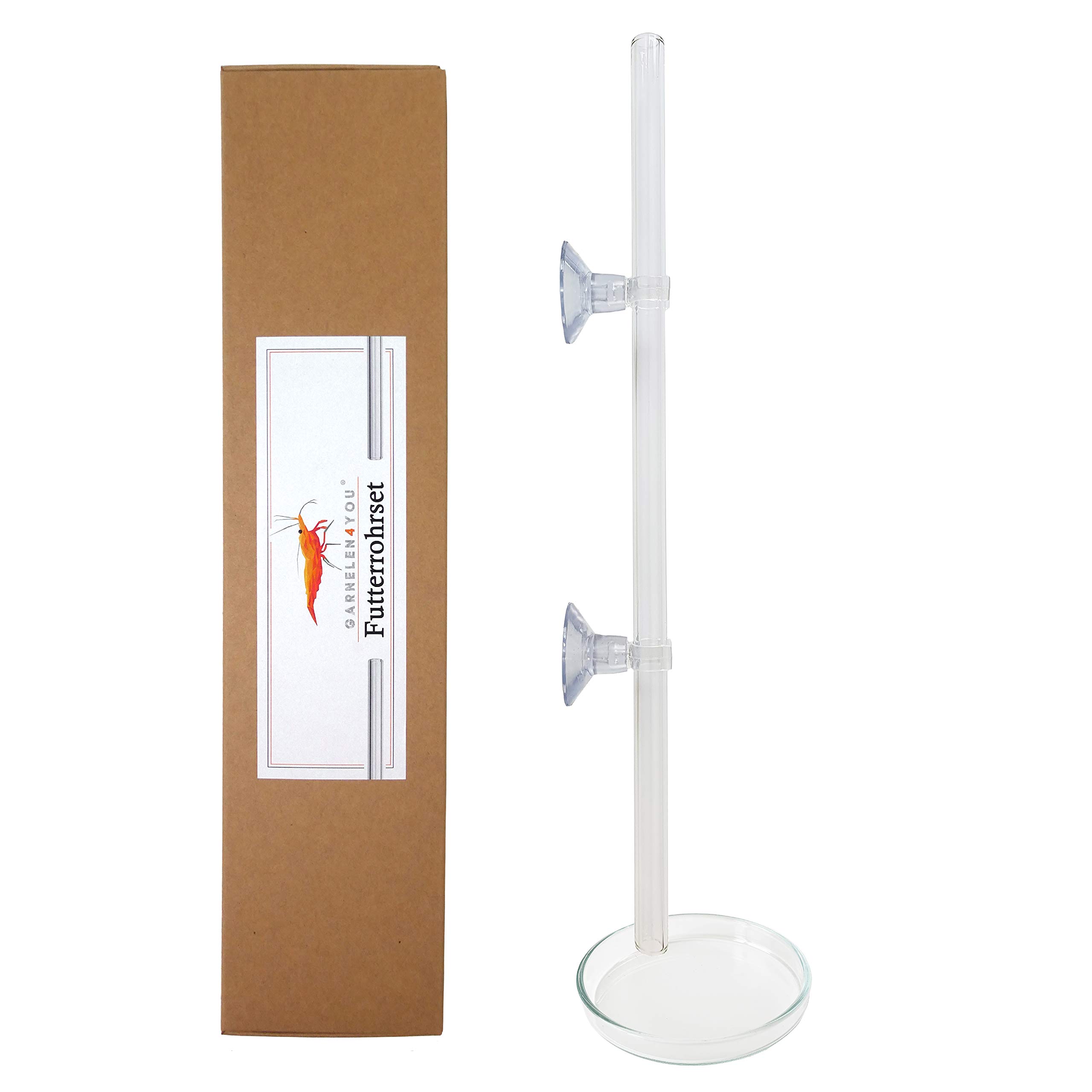 Lot de tubes d'alimentation en verre de laboratoire 28 cm – Fabriqué en Allemagne – Tube d'alimentation d'aquarium avec mangeoire pour crevettes – Verre incassable – Design élégant – Tube