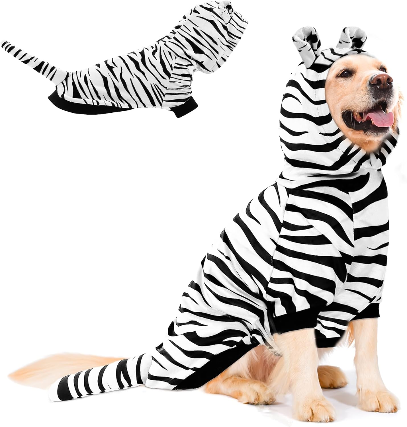 NACOCO Halloween Dog Tiger Costume - Pet White Tiger Cosplay Clothes Coat Hoodie Outfits Cute Warm Winter Apparel for Small and Medium Dogs(White, 4XL)