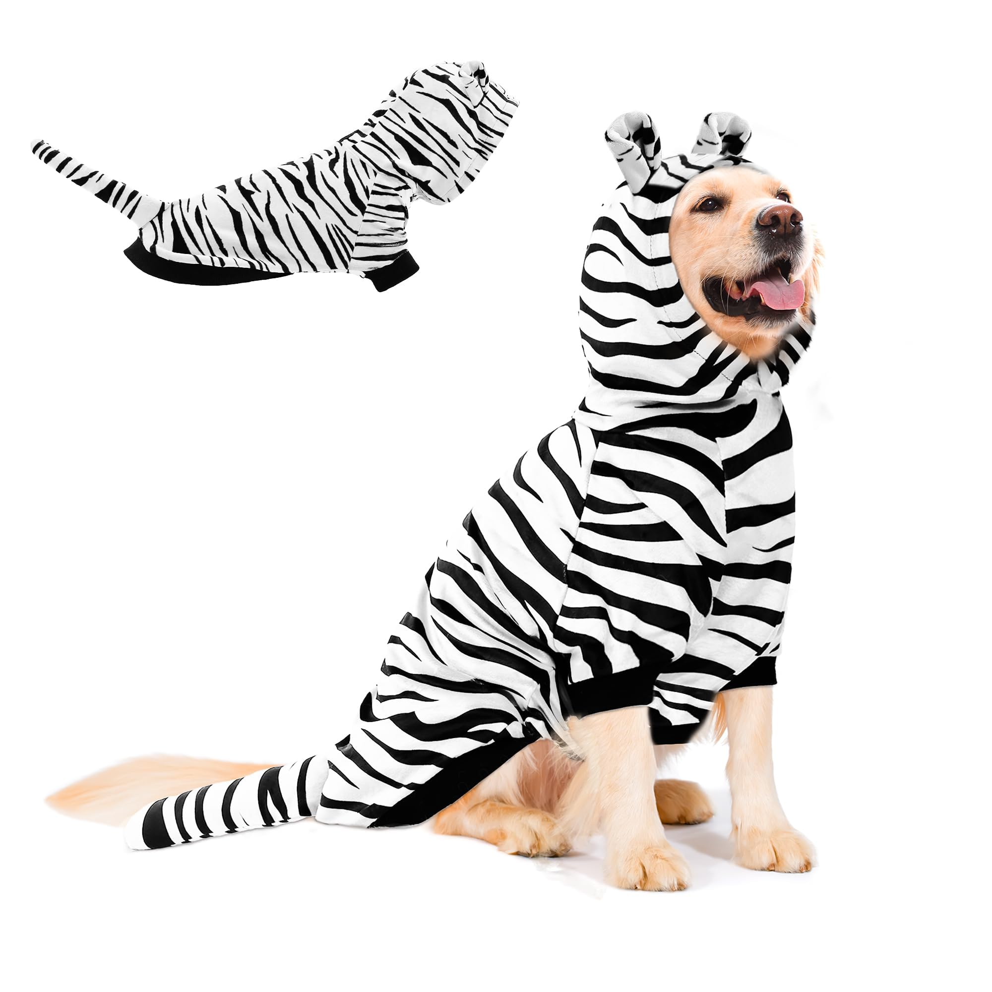 NACOCO Halloween Dog Tiger Costume - Pet White Tiger Cosplay Clothes Coat Hoodie Outfits Cute Warm Winter Apparel for Small and Medium Dogs(White, XL)