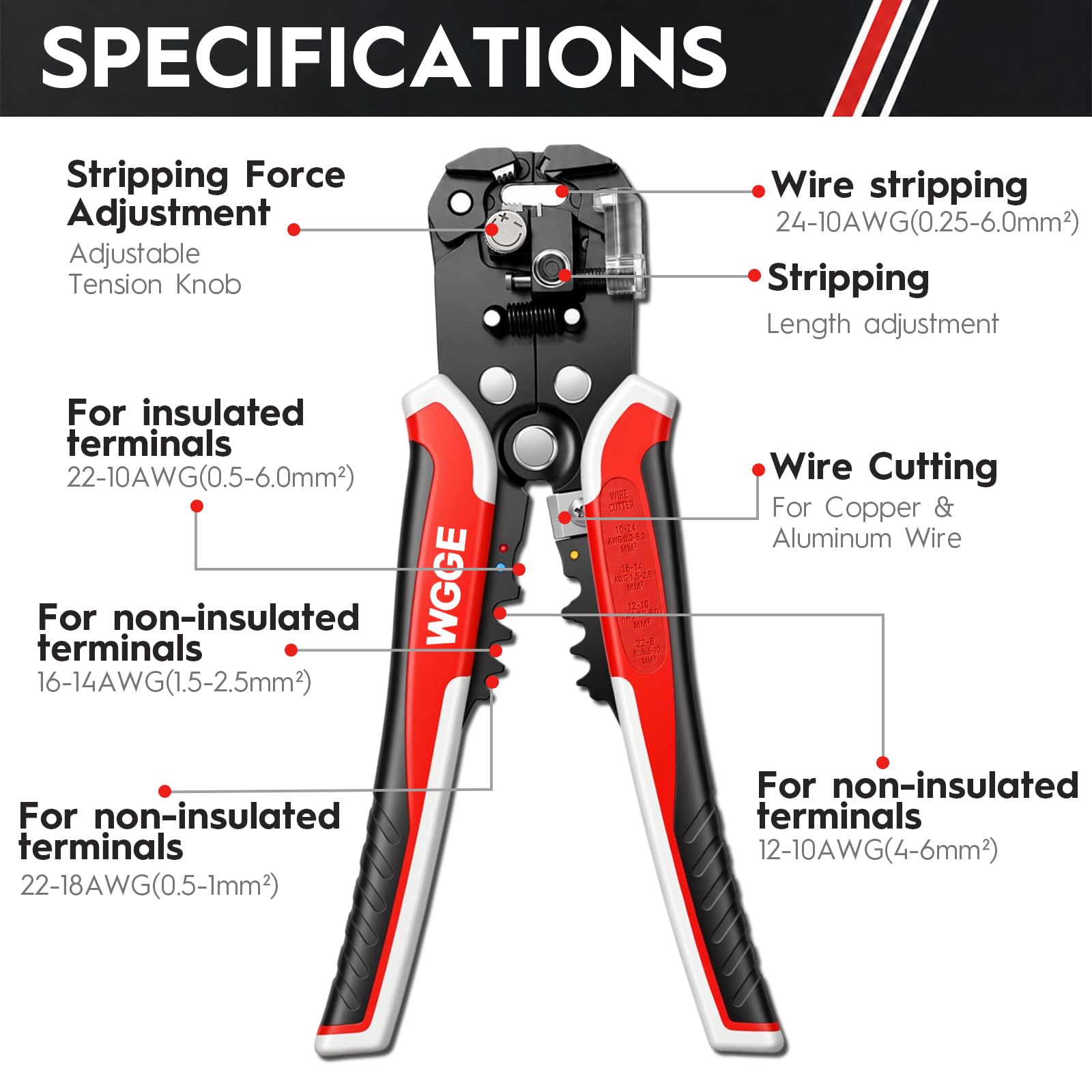 WG-014 3-in-1 Self-Adjusting Wire Stripper, Cutter and Crimper, 10-24 AWG — Amazon image 2
