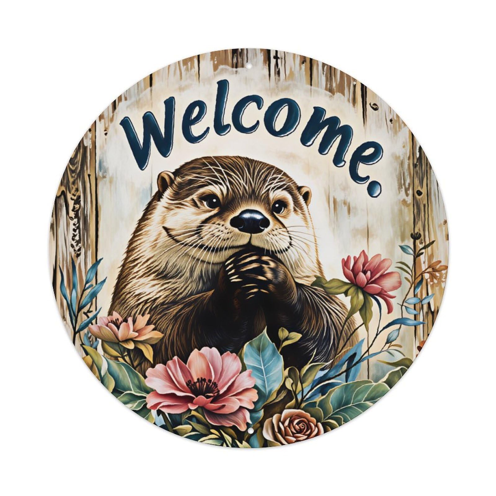 Otter Welcome Aluminium Sign 20x20cm