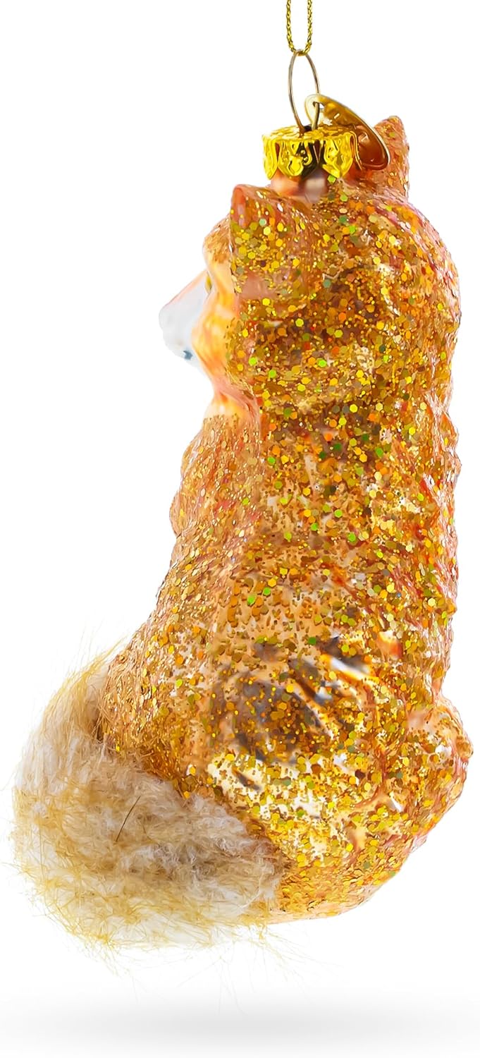 Wild Fox Blown Glass Christmas Ornament - Image 3