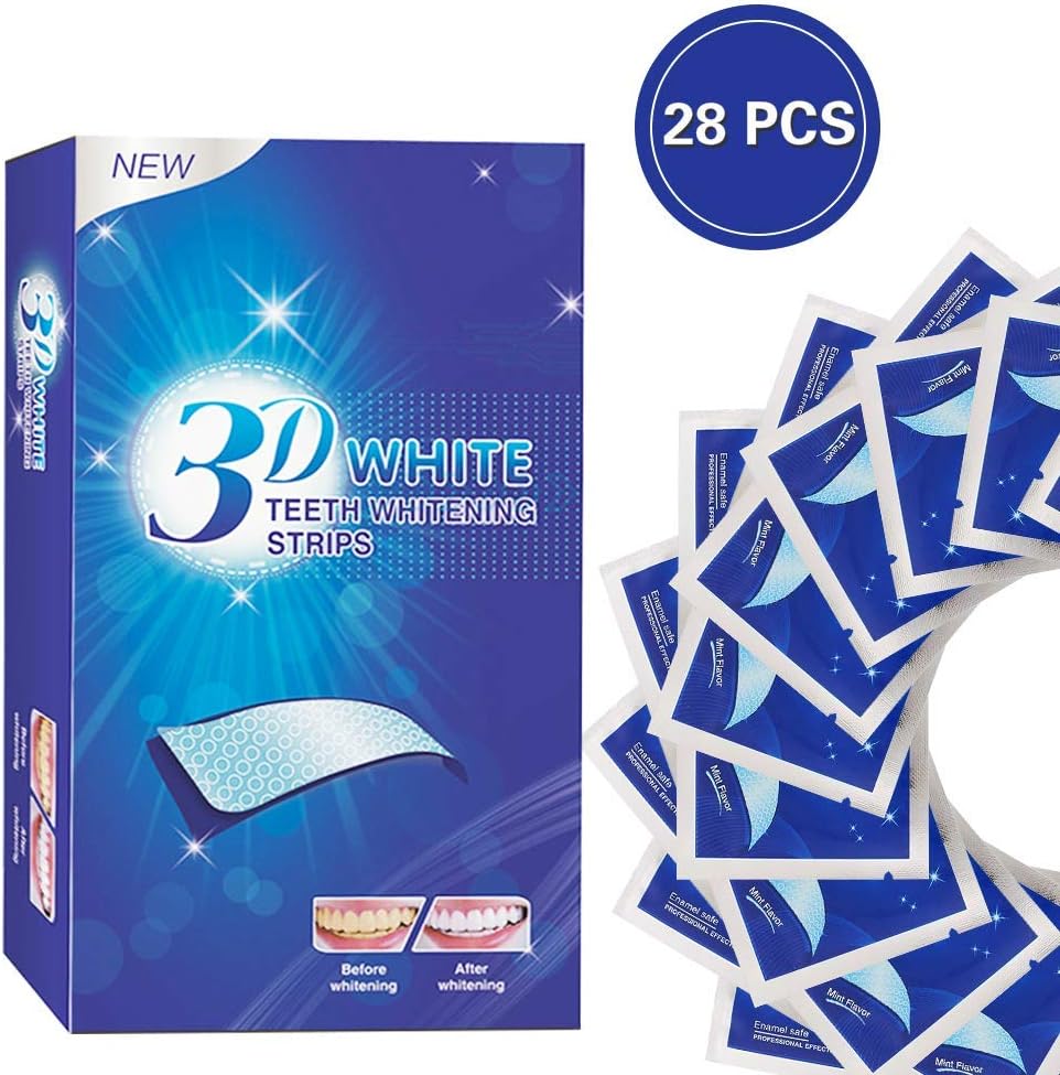 Teeth Whitening Strips, 5D Whitening Stips, Teeth White Strips for Gum Health and Refresh Breath, Teeth Stain Removal, Mint Flavor - Treatments for Teeth Care 56 Pcs,28 Packs