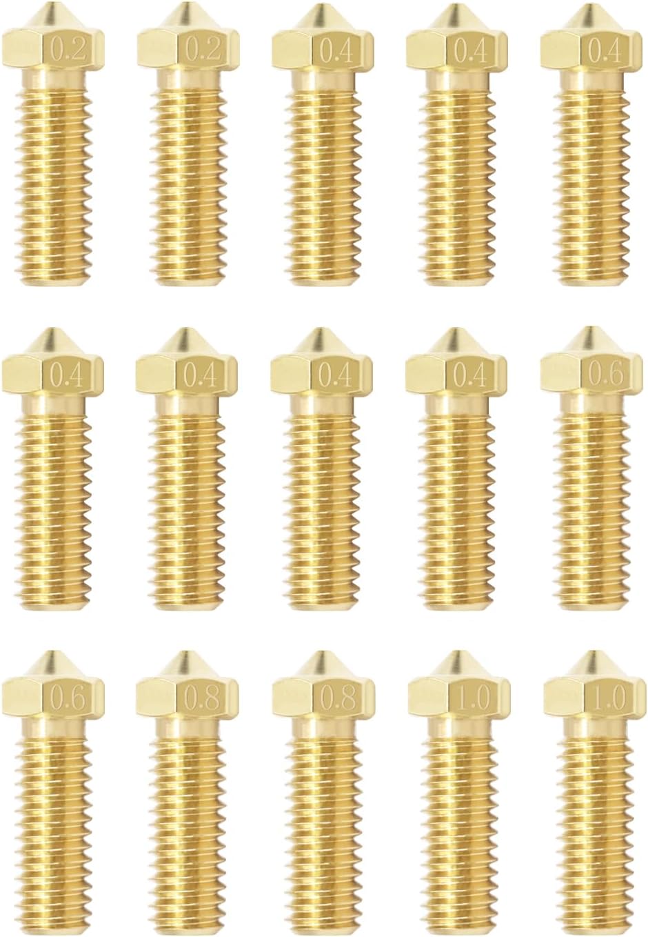 15PCS Nozzles Kit for Anycubic Vyper, 3D Printer 7PCS 0.4mm Brass Nozzles and 2PCS 0.2mm, 0.6mm, 0.8mm, 1.0mm Brass Nozzles Kit for Anycubic Vyper, Kobra Plus, Kobra Max