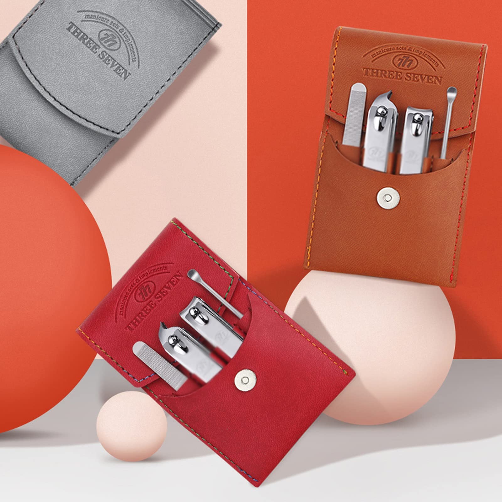 Juego de cortaúñas for el hogar, juego de manicura, kit de pedicura 4 en 1 de acero inoxidable, tijeras for uñas, kit de cuidado profesional con estuche de viaje de cuero, herramientas de ped