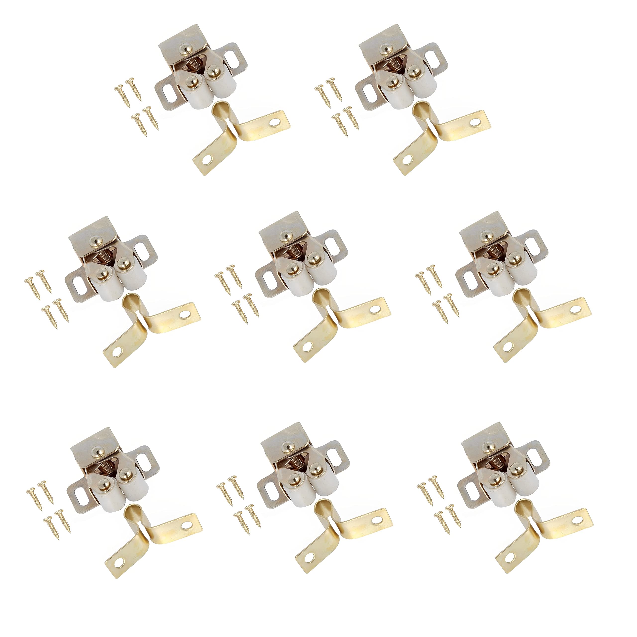 Terf Men's Terf® Heavy Duty Double Roller Catch Latch Electro Brass Furniture Lock Including Fixing Screw For Cabinet Kitchen Bathroom Cupboards Wardrobes Drawer Door - Pack Of 8