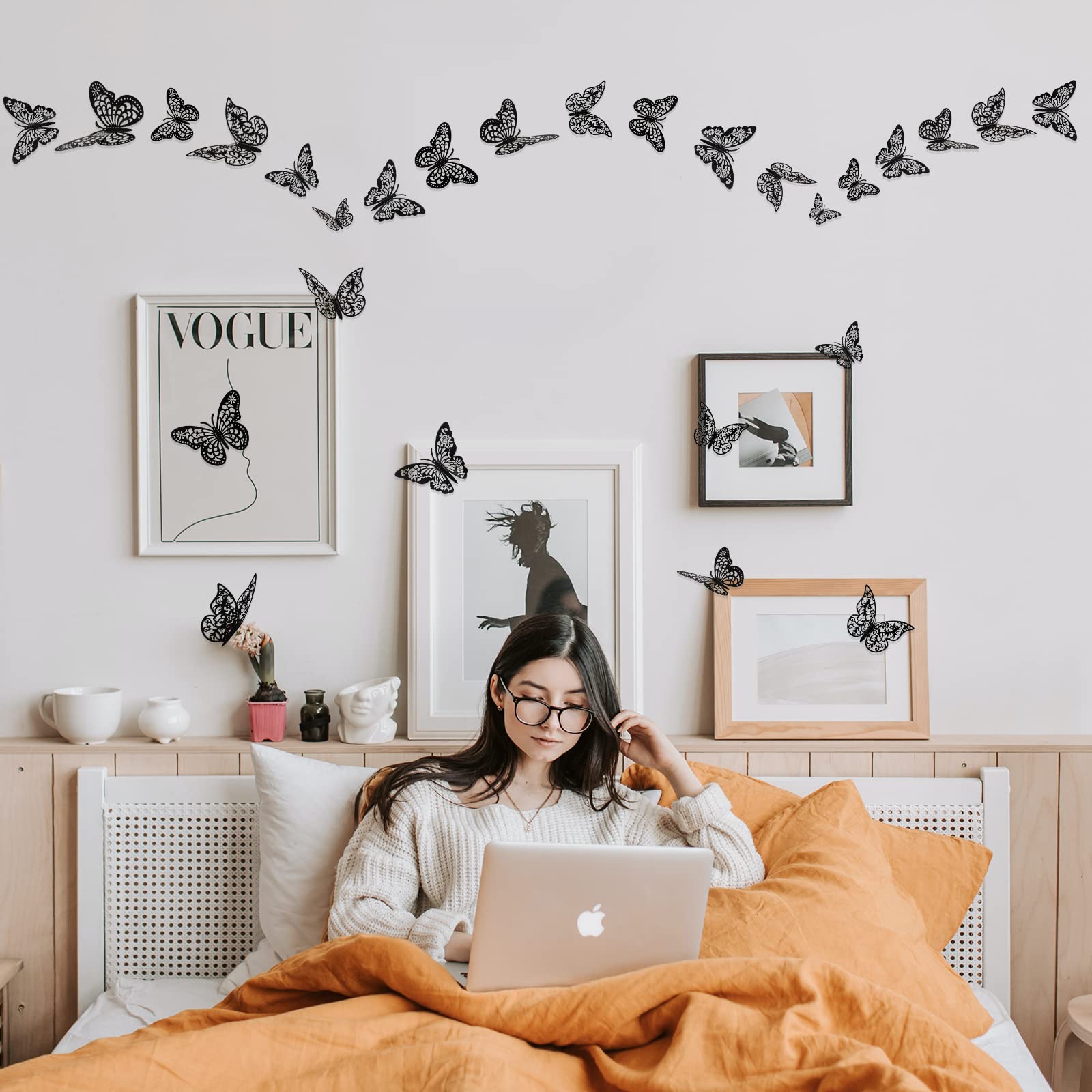 12pcs Décoration Murale Papillon 3D 3 Styles 3 Tailles Papillons * Dorés Décorations De Gâteau Autocollants Muraux Amovibles Pour Salle De Bain Chambre Salon Fête De Mariage Décoration De Classe