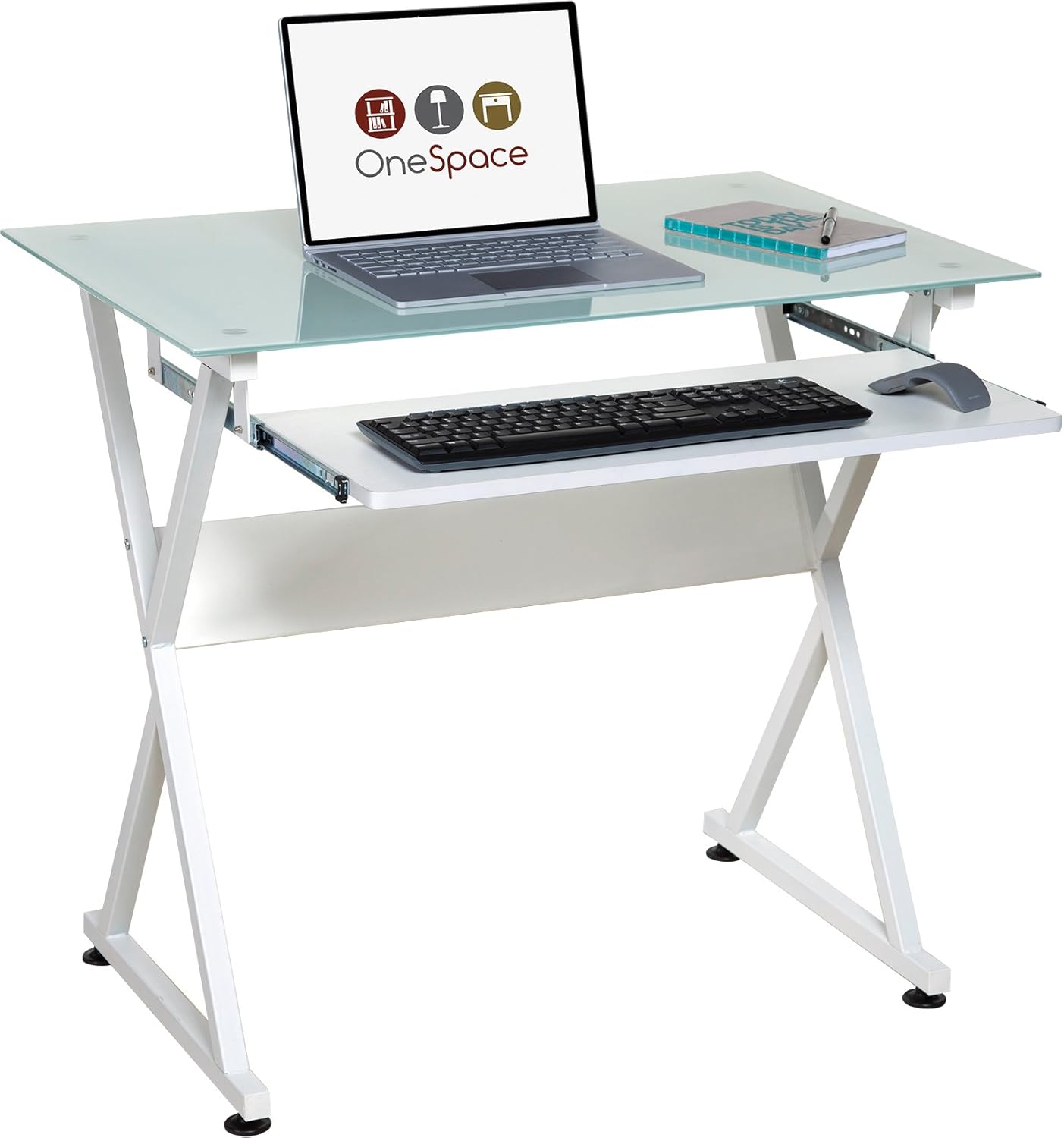 OneSpace Ultramodern Glass Computer Desk, White Home