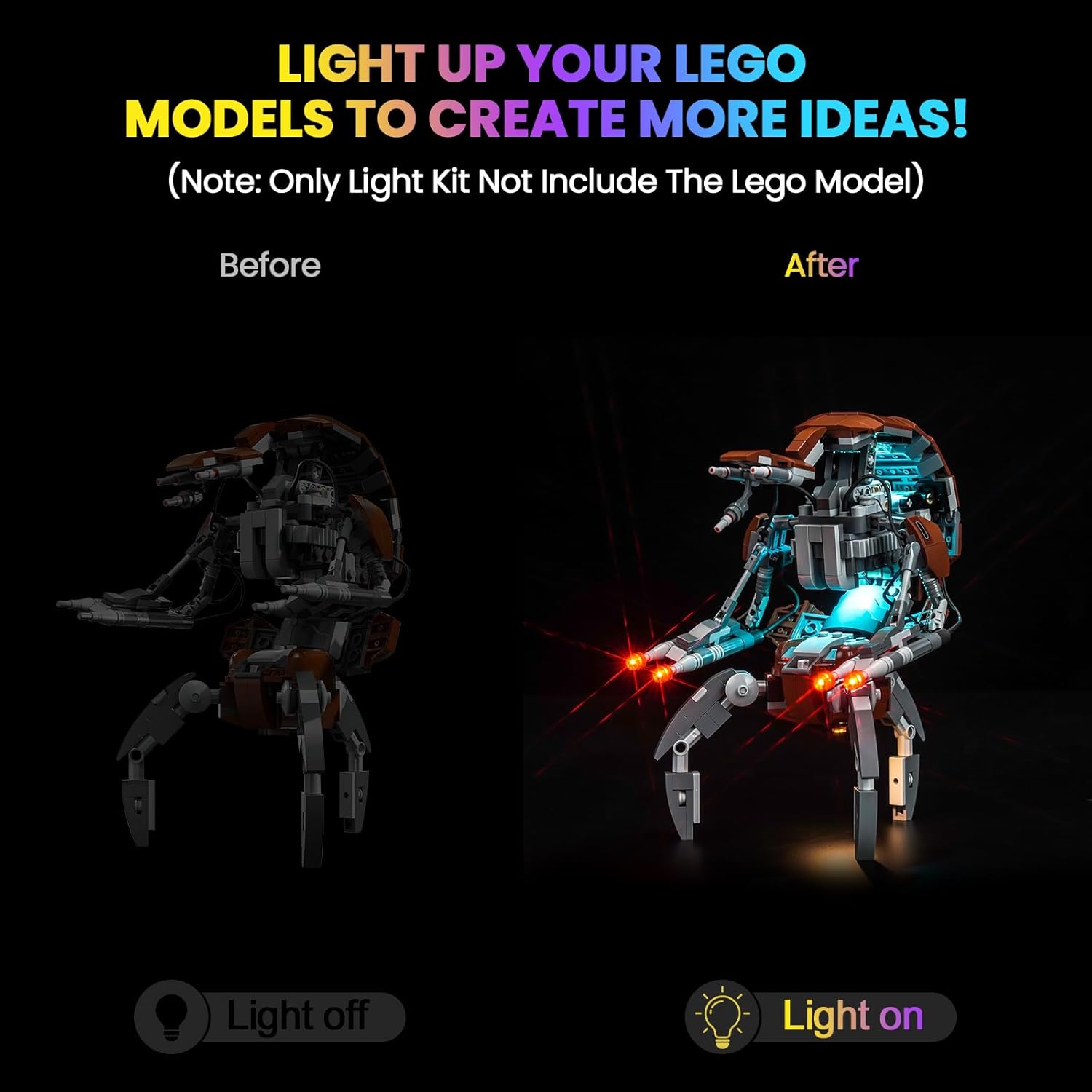 Upgraded Led Light Kit for Lego Droideka Building Set, Compatible with Lego 75381, Best Gifts for Adults (Model Not Included)