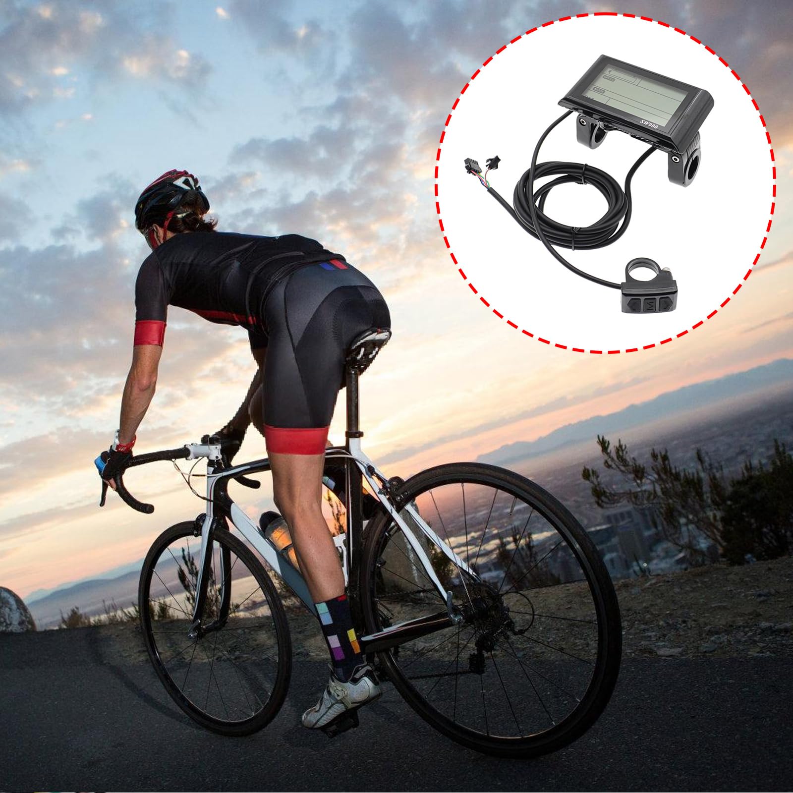 Compteur LCD 7 broches pour scooter électrique avec régulateur de vitesse, affichage de la puissance/de l'heure pour modification de vélo électrique, scooter, instrument de contrôle de la