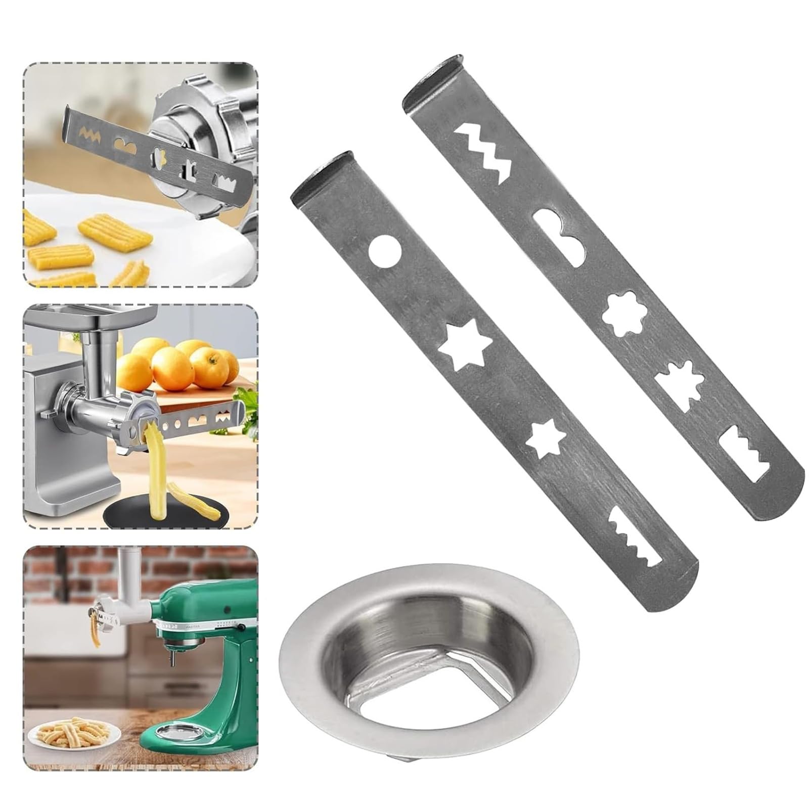 XUZHID Cookie Attachment?Practical Meat Grinder Part Stainless Steel Nozzle Biscuit Accessories Metal Texture Suitable for Various Mixers Use