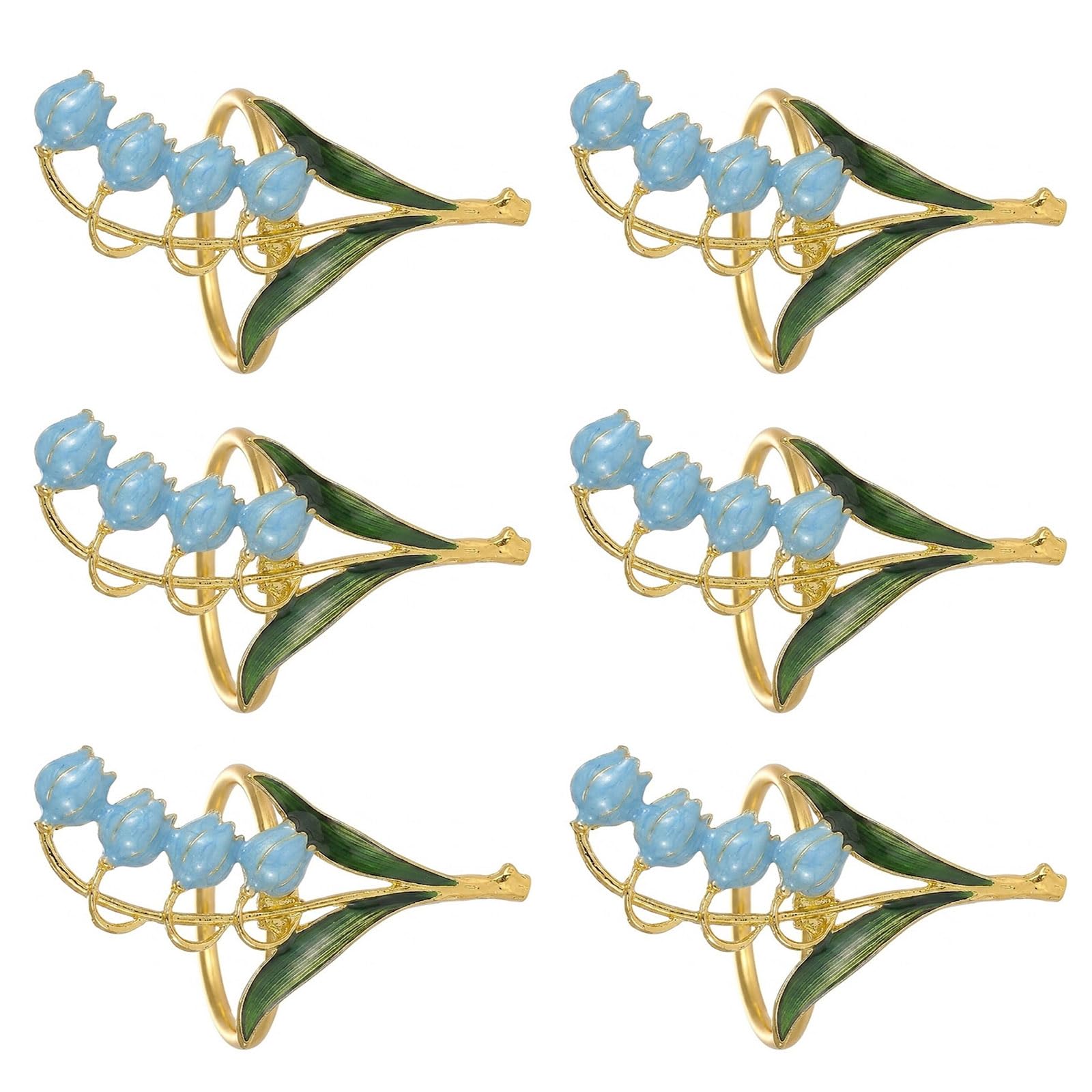 MALSSE 6 Pieces Premium Alloy Napkin Rings Delicate Serviette Buckles Perfect for Formal Dinner and Holiday Gatherings Mixture Napkin Holders