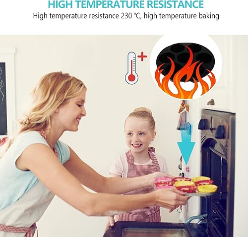 Miniatura 6 de Hemoton Moldes de chocolate para cupcakes, galletas cubiertas de chocolate, freidora de aire, molde para magdalenas, bandeja antiadherente para