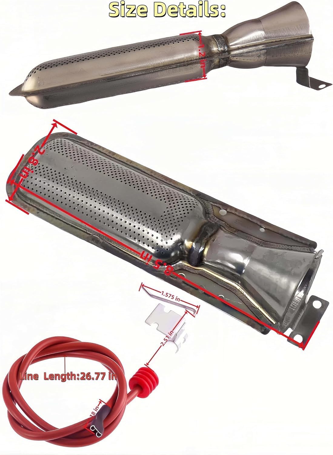 Furnace Burner Tube 010799 010865 010767+Single Probe Gas Furnace Igniters 232286 for Suburban RV SF-Series SF-20/25/30/35/42