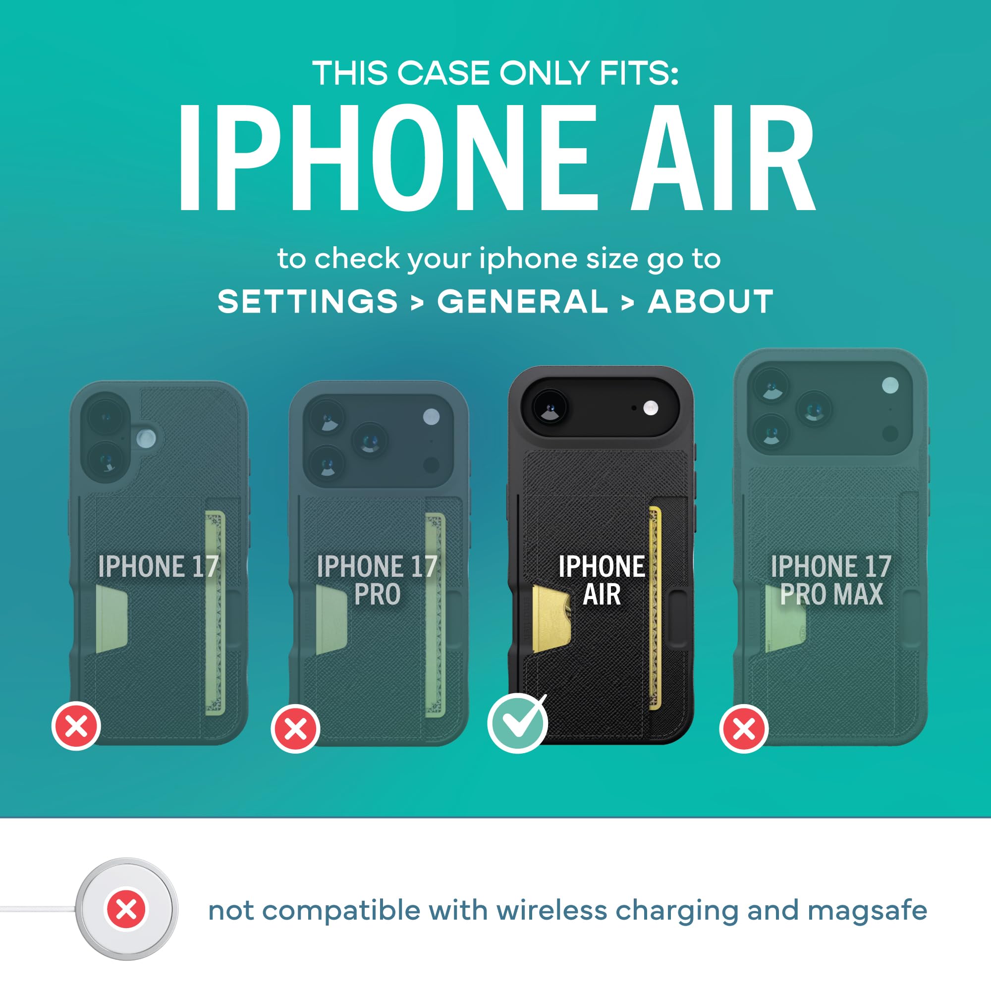 Smartish®, Wallet Slayer Vol. 2 - Funda tipo cartera para iPhone Air con tarjetero con protector para tarjetas y soporte, a prueba de caídas, modelo Very Cherry Blossom