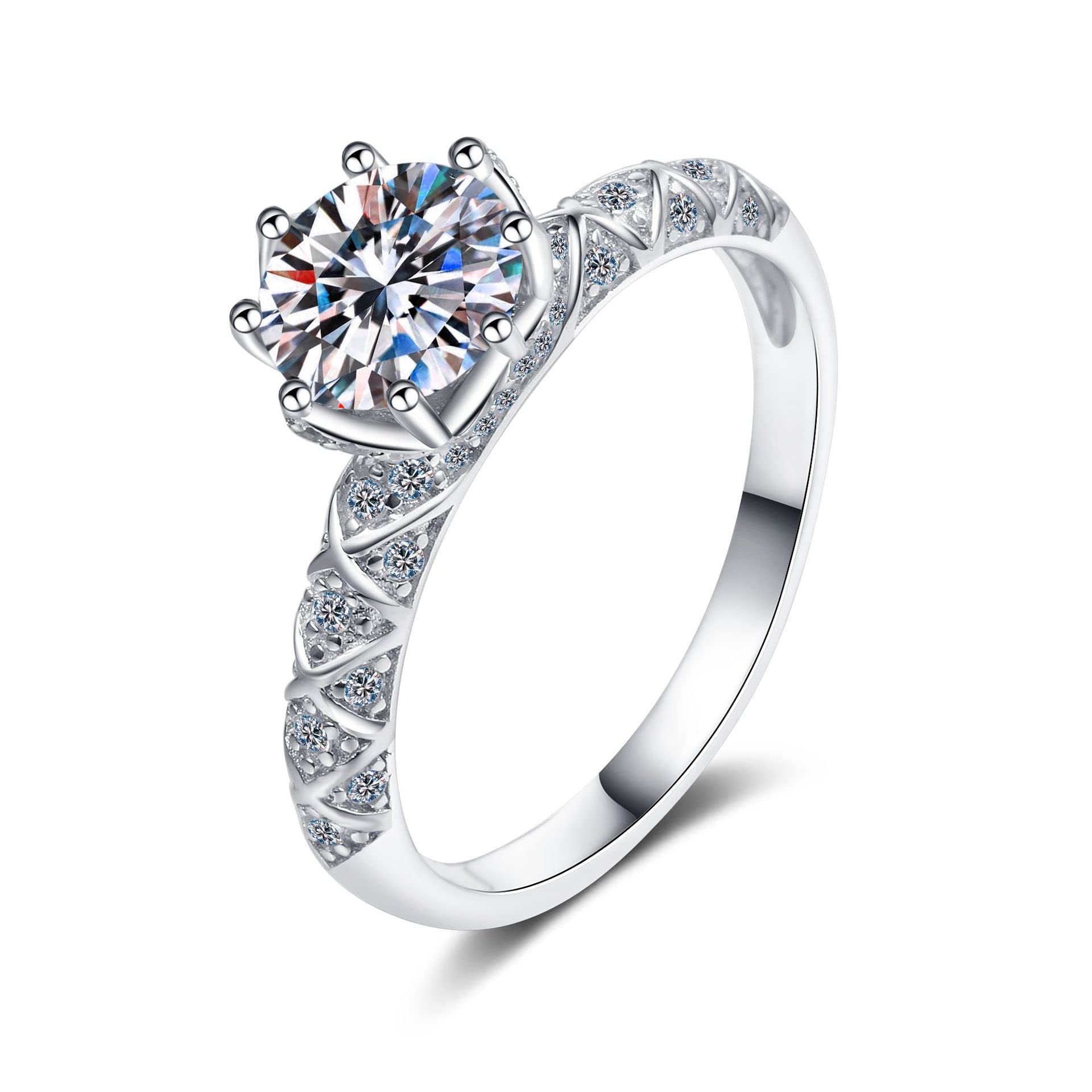 14K Gold Dazzling 1 Carat Diamond Wedding Rings for Women | Ideal Cut| VVS2 Clarity D-color| Tail Ring Gift for Her