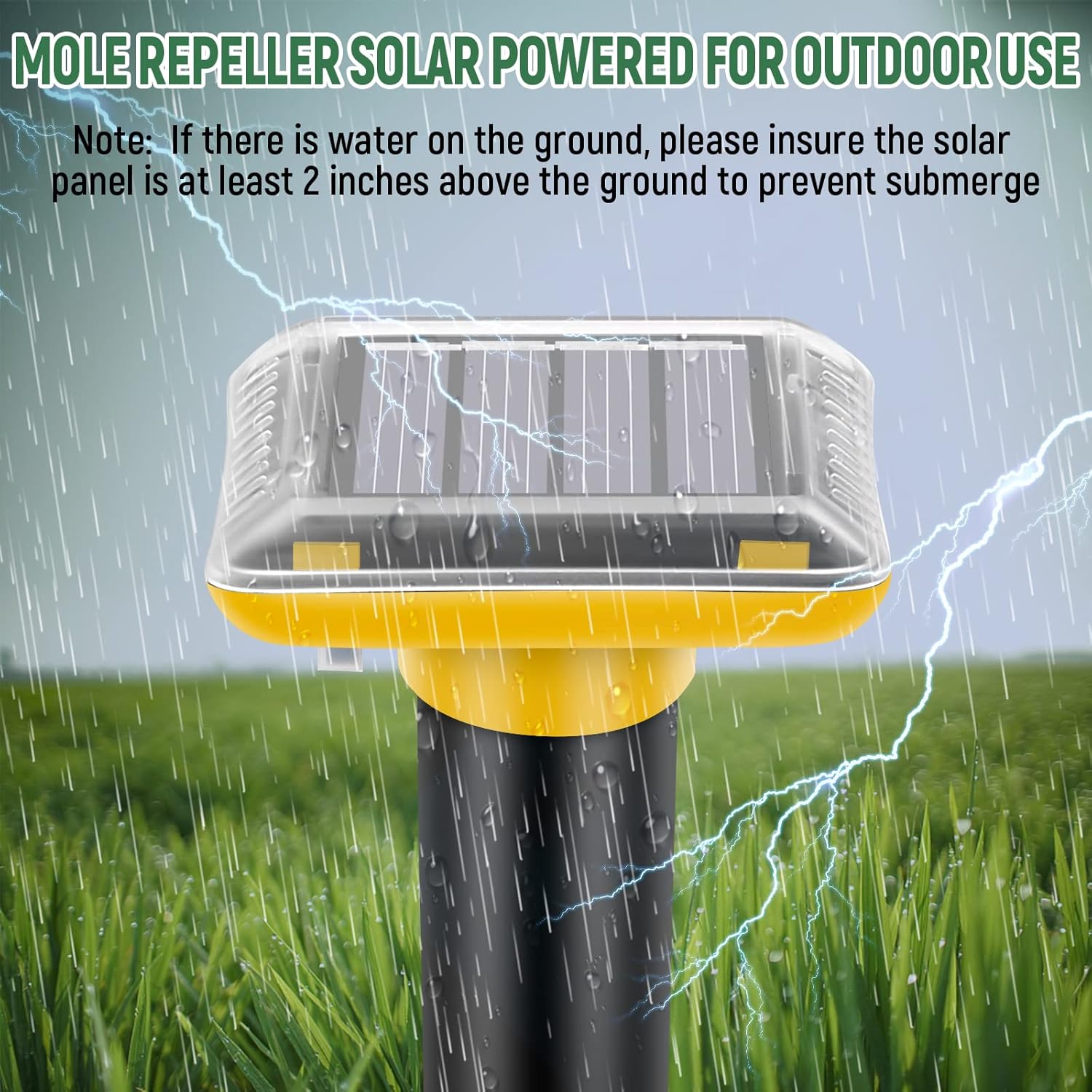 Mole Repellent Solar Powered,2025 Upgraded Gopher Repellent Ultrasonic Solar Powered,Vole Repeller Outdoor for Lawns Garden Yard,Gopher Trap Killer for Mole,Snake (Yellow,6 Pack)