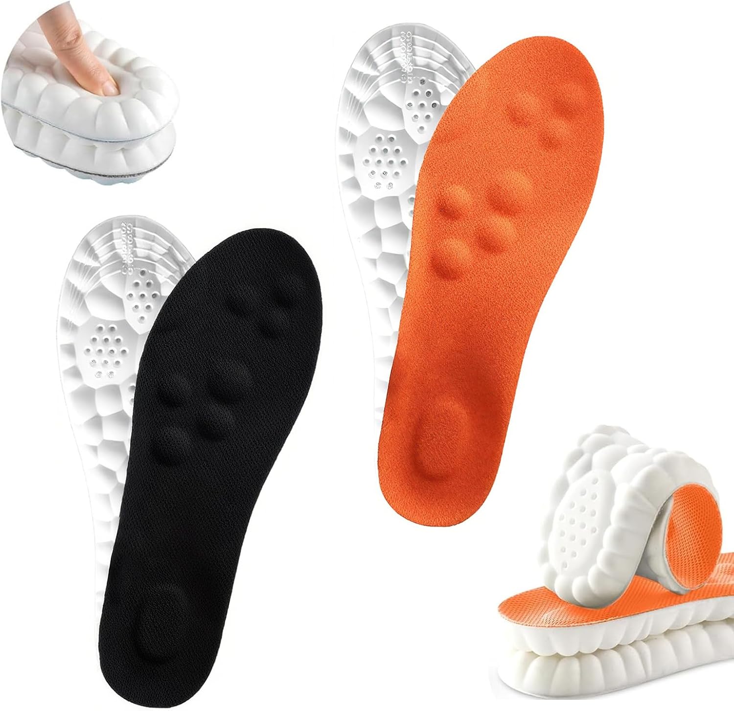 2 Pairs 4D Cloud Insoles for Men & Women,Memory Foam Cloud Insoles with Arch Support,2026 New Comfortable and Breathable Massage Shoe Inserts,Trim to Fit All Shoe Types 2 Color 47-48