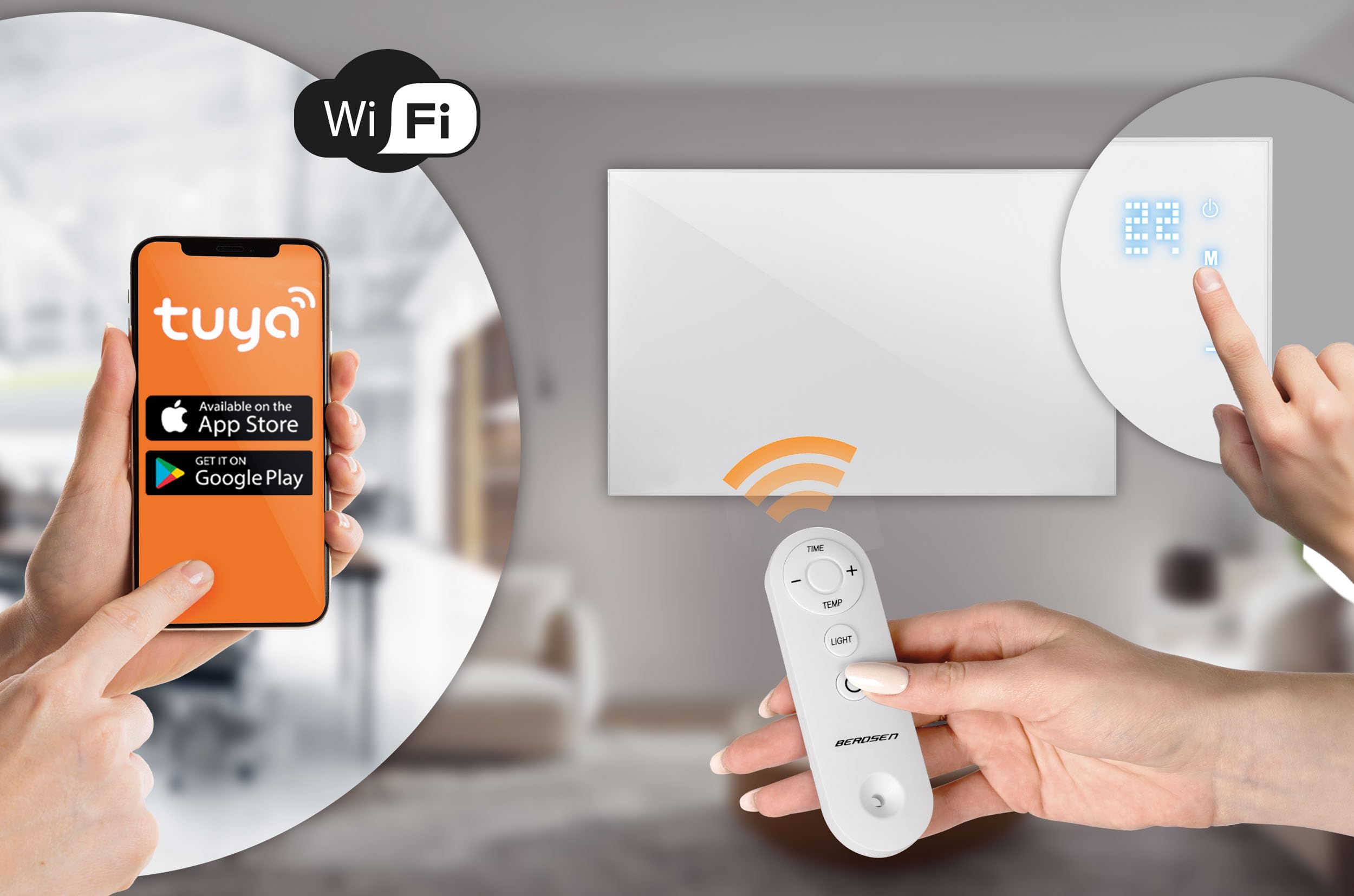 Berdsen Grzejnik na Podczerwień 800W - WiFi Tuya - Panel Grzewczy - Sterowanie Aplikacją - Energooszczędny - Ochrona przed Przegrzaniem - Ogrzewanie Domowe - Biały