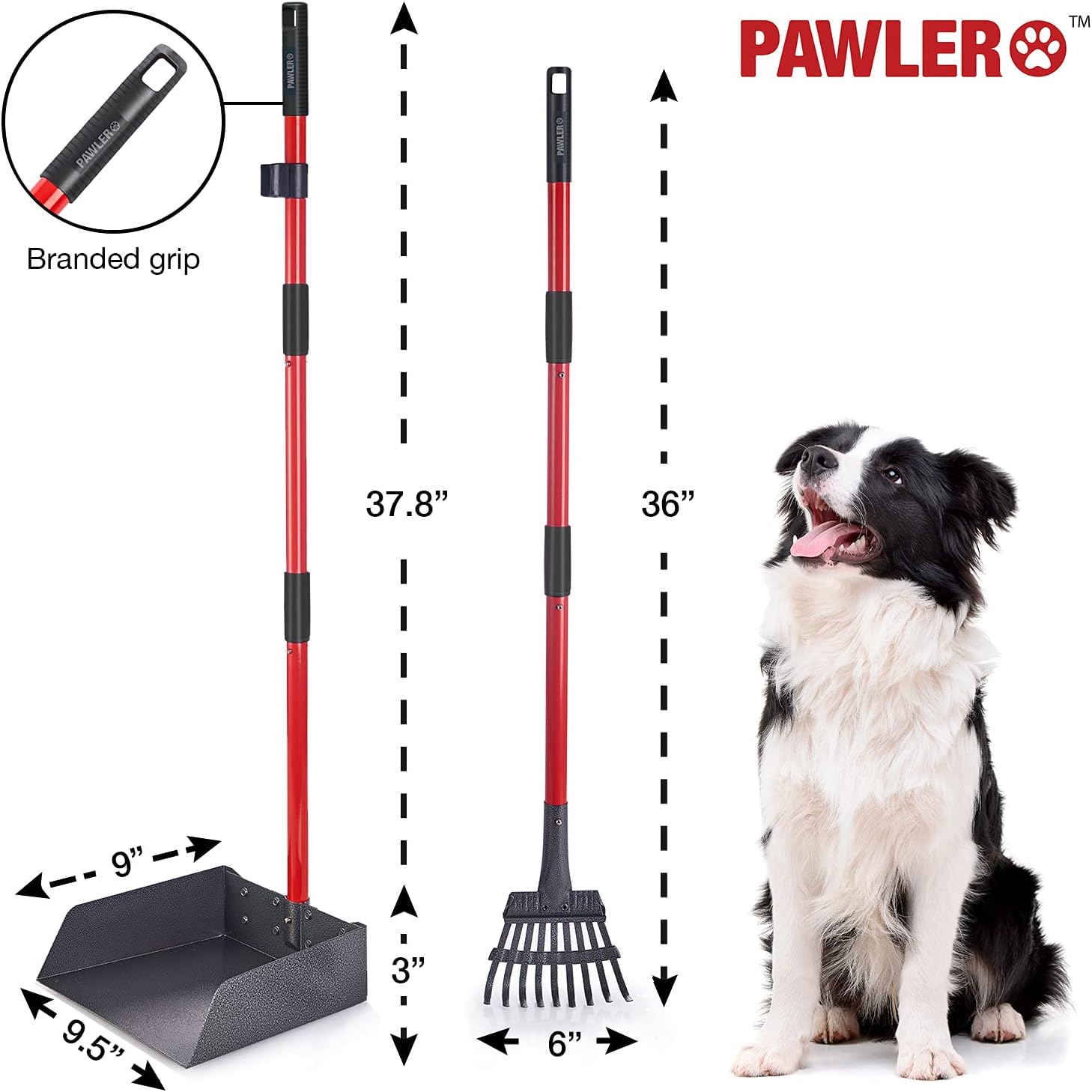Pawler Bigger Dog Pooper Scooper for Large and Small Dogs, Easy to Use Rake and Tray Heavy Duty Set for Pets, Great for Lawns, Grass, Dirt, Gravel : Pet Supplies