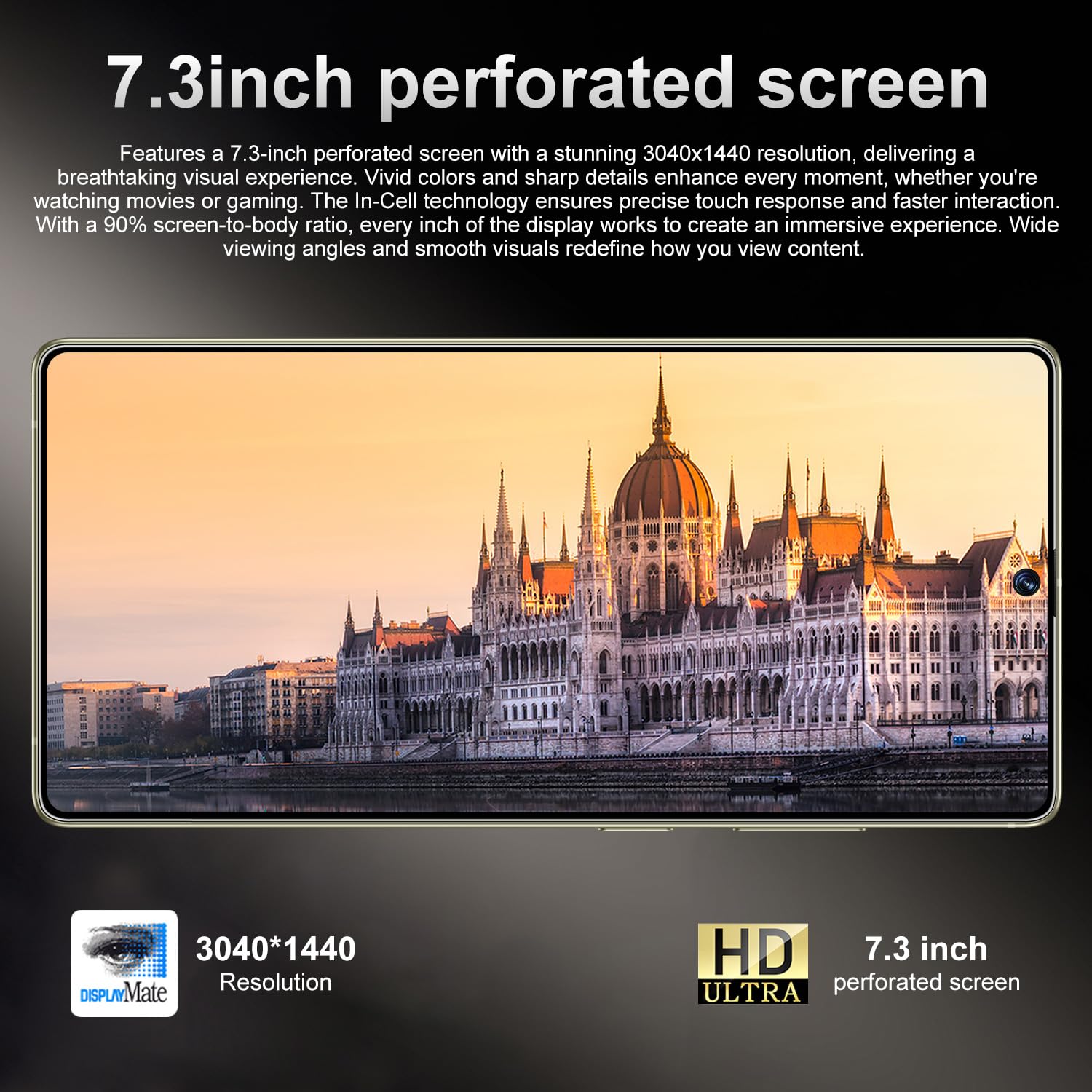 ULUCAN Reise-Smartphone für S26 Ultra mit integriertem Stift, entsperrte Mobiltelefone für Kinder, Jugendliche und Senioren, 16 GB/1 TB, 7,3-Zoll-HD, 8000 mAh, Dual-SIM-Karte, GPS,Grey-1TB