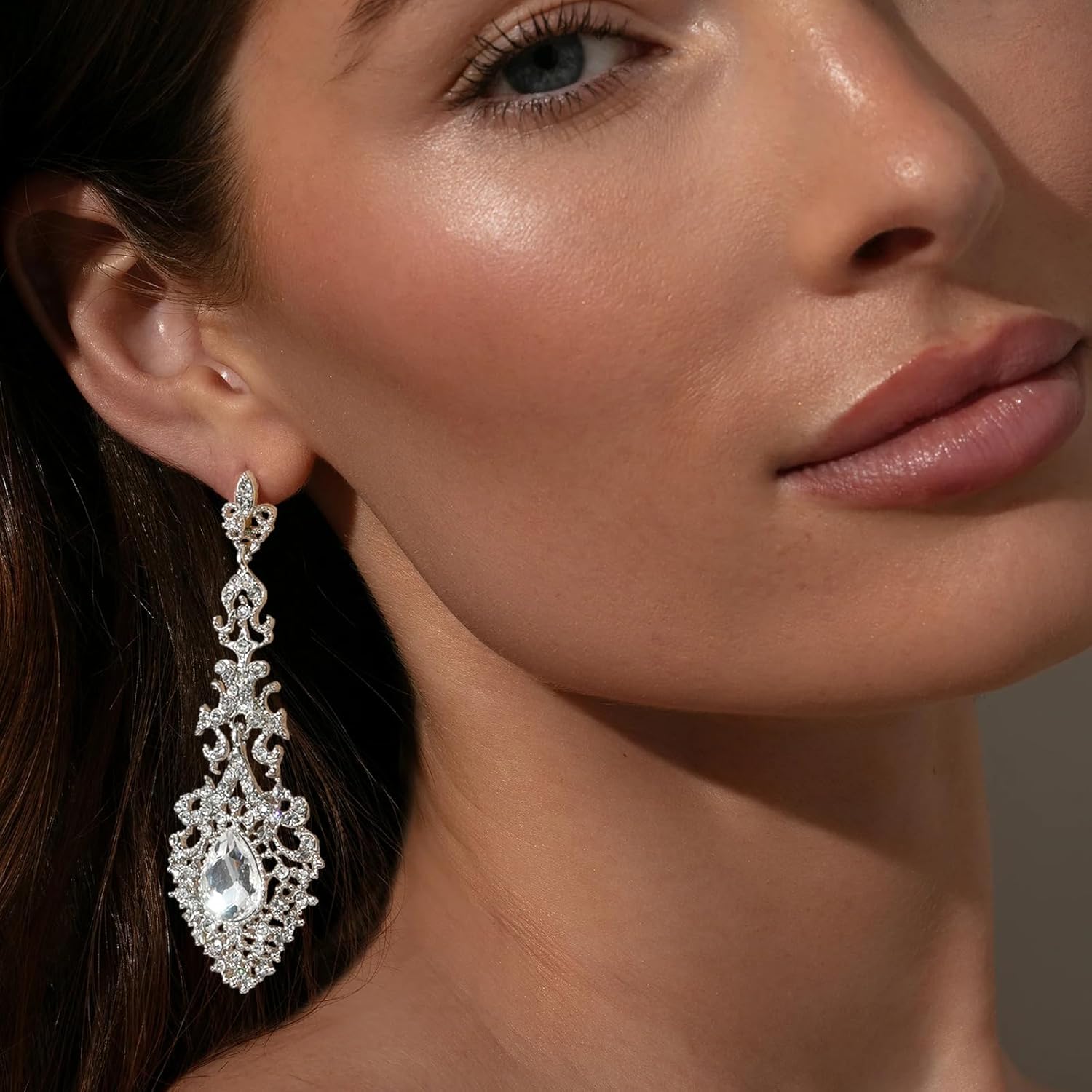 Large Silver Chandelier Earrings for Women Wedding Costume Jewelry Elegant Rhinestone Earrings Dangling Formal - Image 5